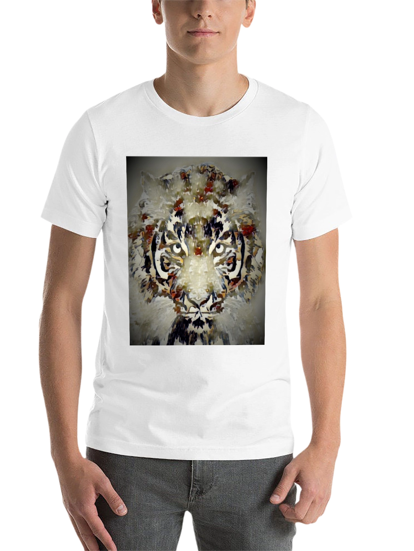 Black Abstract Tiger Graphic Tee view 14