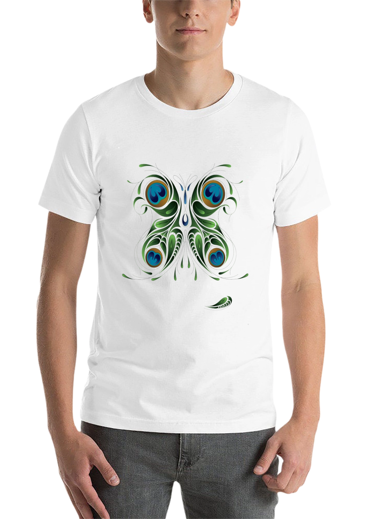 Black Peacock Butterfly Graphic Black T-Shirt view 14