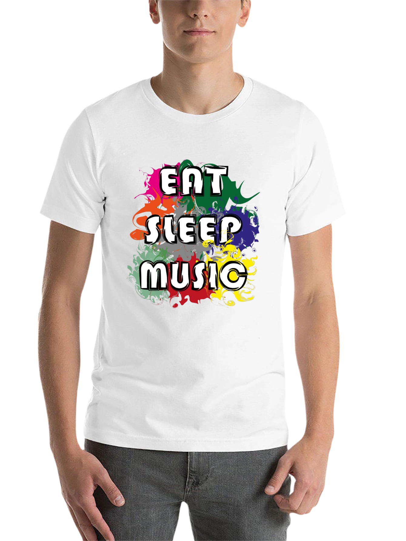 Black Eat Sleep Music T-Shirt - Colorful Graphic Tee view 14