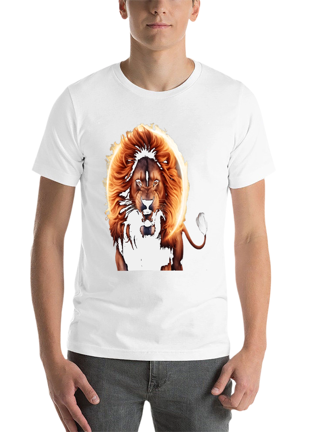 Black Fiery Lion Graphic Tee - Bold Animal Print view 14