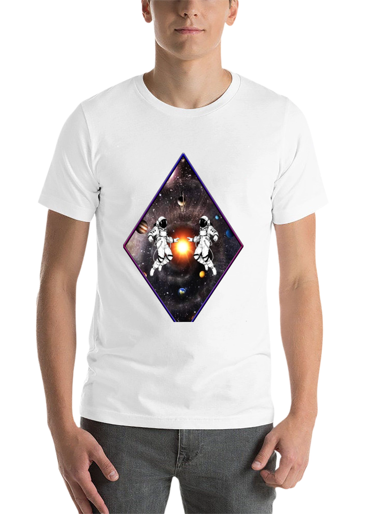 Black Astronaut Space Diamond Graphic Tee view 14