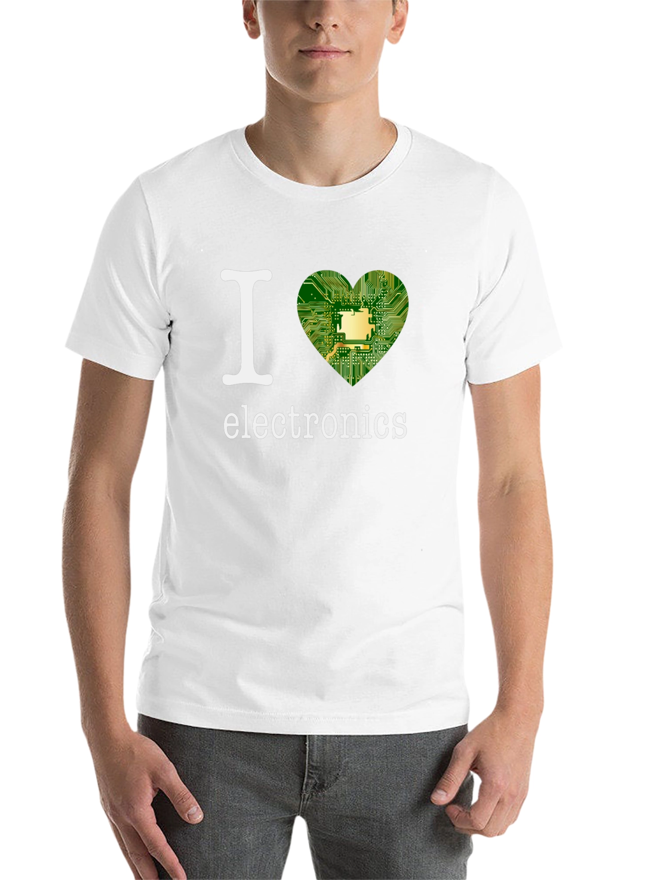 Black I Heart Electronics T-Shirt - Circuit Board Design view 14