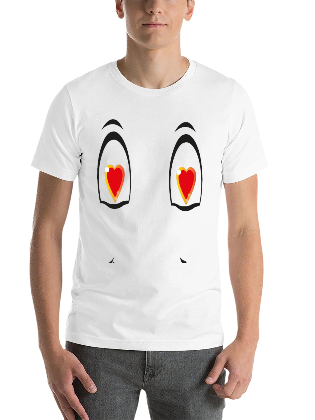Black Heart Eyes Cartoon Graphic Black T-Shirt view 14