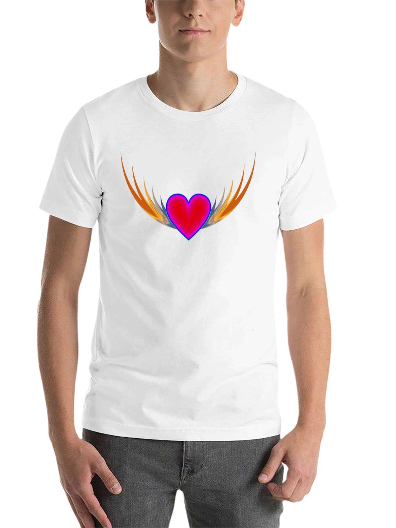 Black Heart with Wings Graphic Black T-Shirt view 14