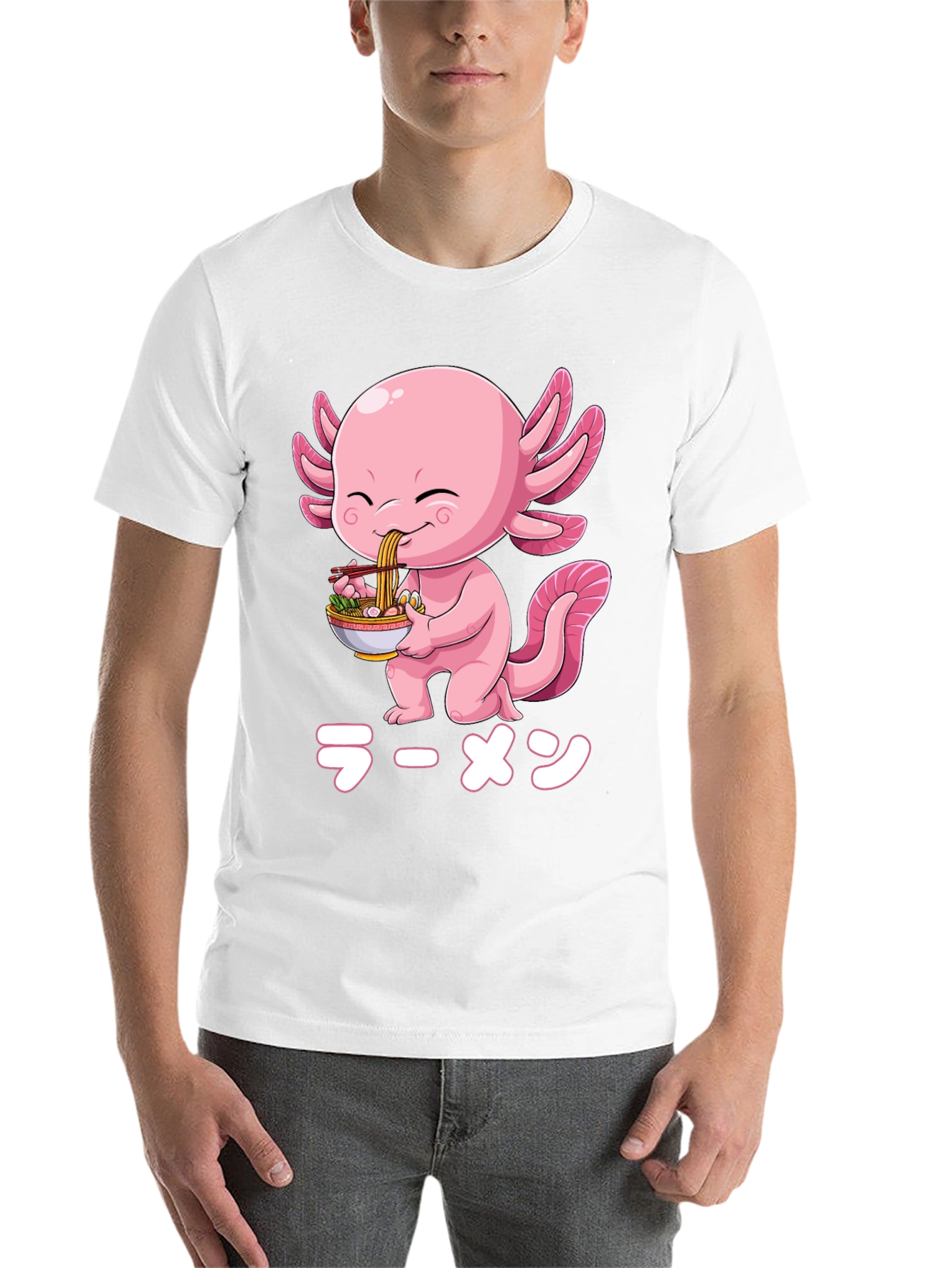 Black Axolotl Ramen T-Shirt - Cute Anime Graphic Tee view 14
