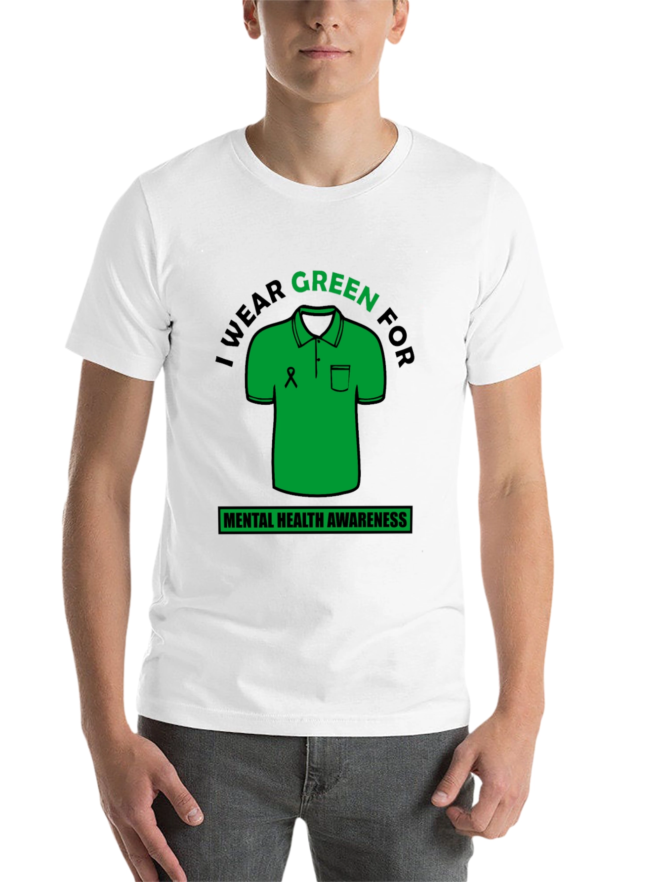 Black Green Mental Health Awareness T-Shirt view 14