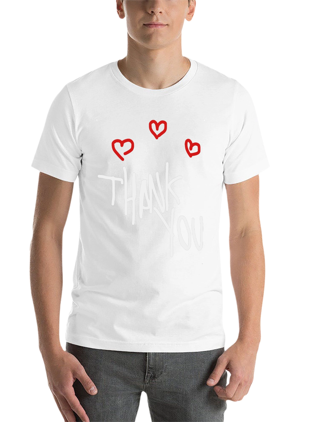 Black Thank You Hearts Graphic Tee - Casual Black T-Shirt view 14