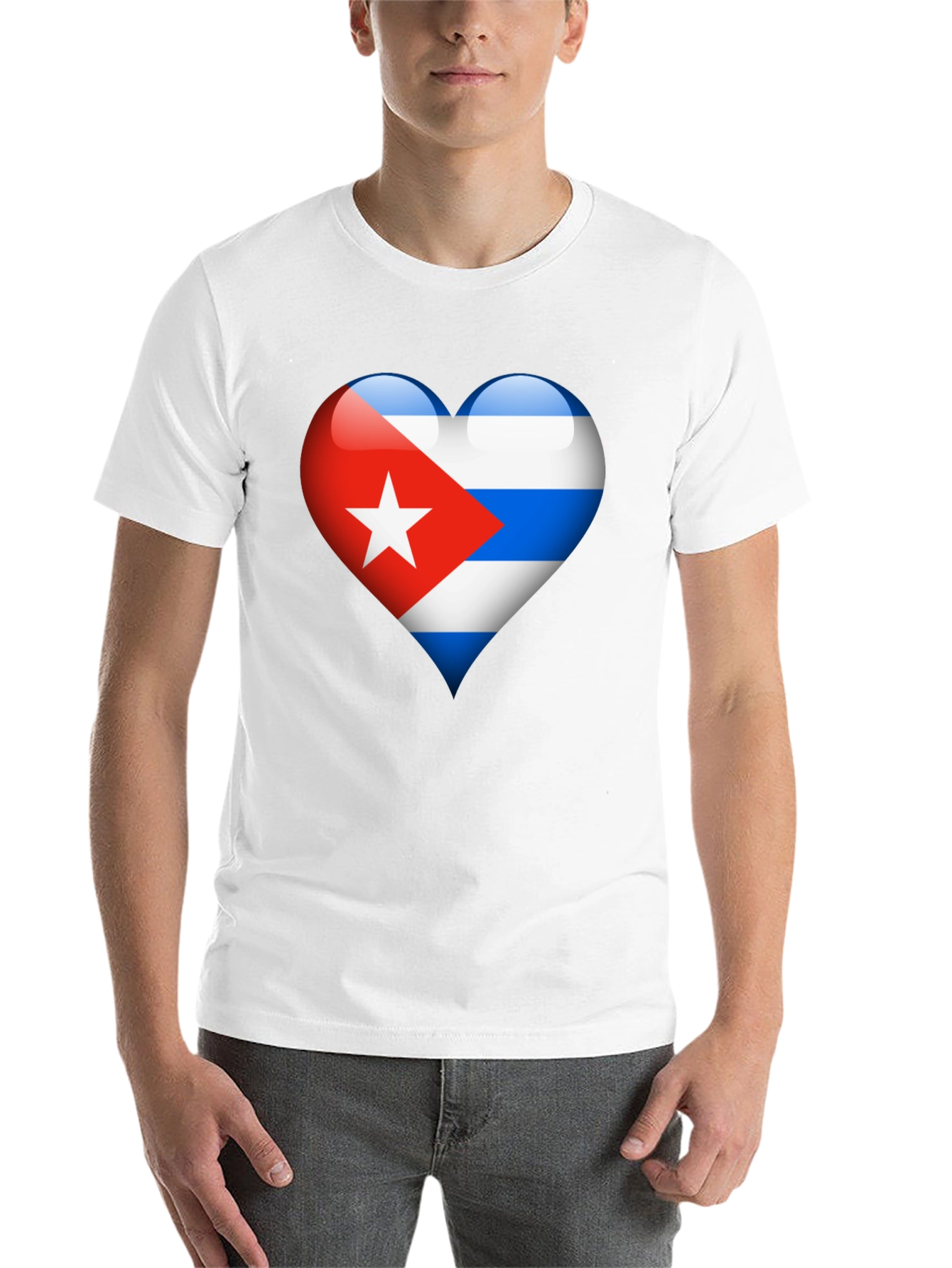 Black Cuban Flag Heart Graphic T-Shirt - Black view 14