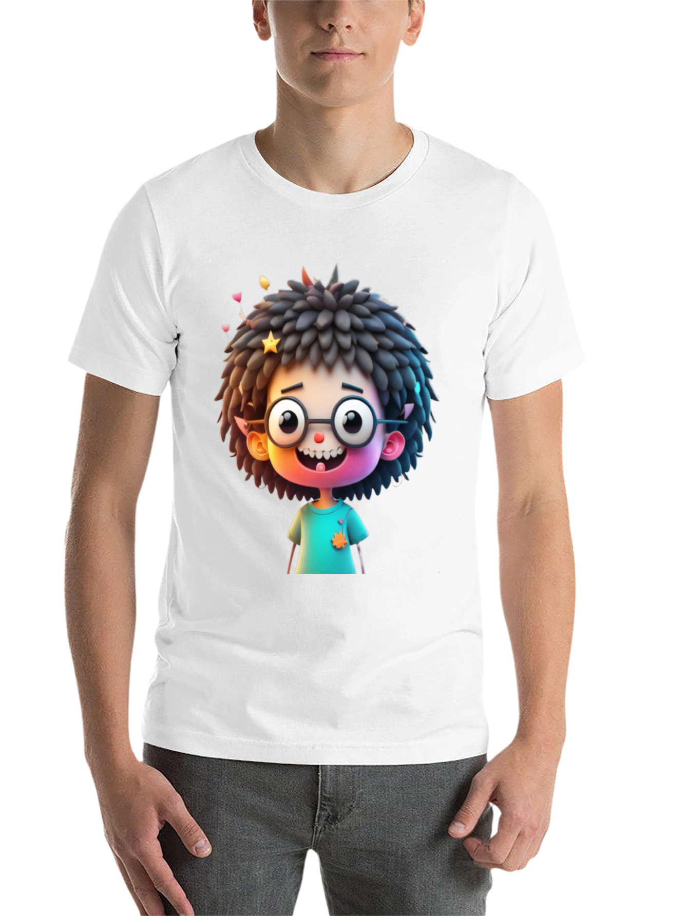 Black Fun Cartoon Character T-Shirt - Black view 14