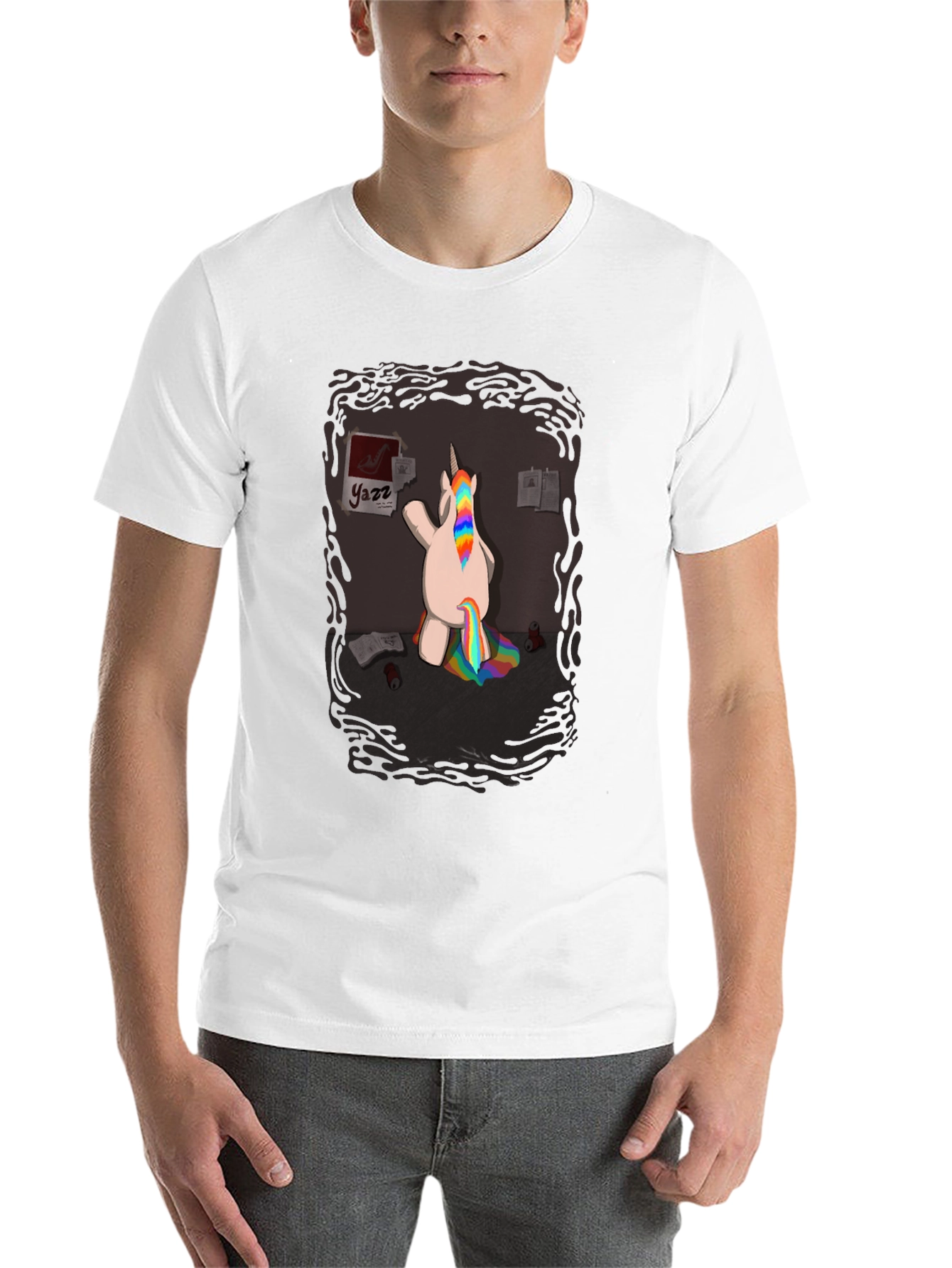 Black Funny Unicorn Rainbow Poop T-Shirt - Quirky Graphic Tee view 14