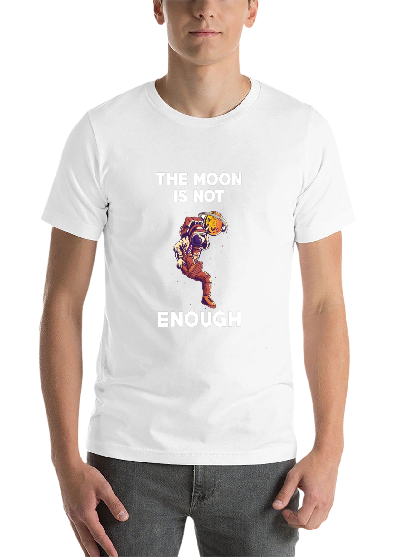 Black The Moon is Not Enough T-Shirt - Astronaut & Crypto view 14