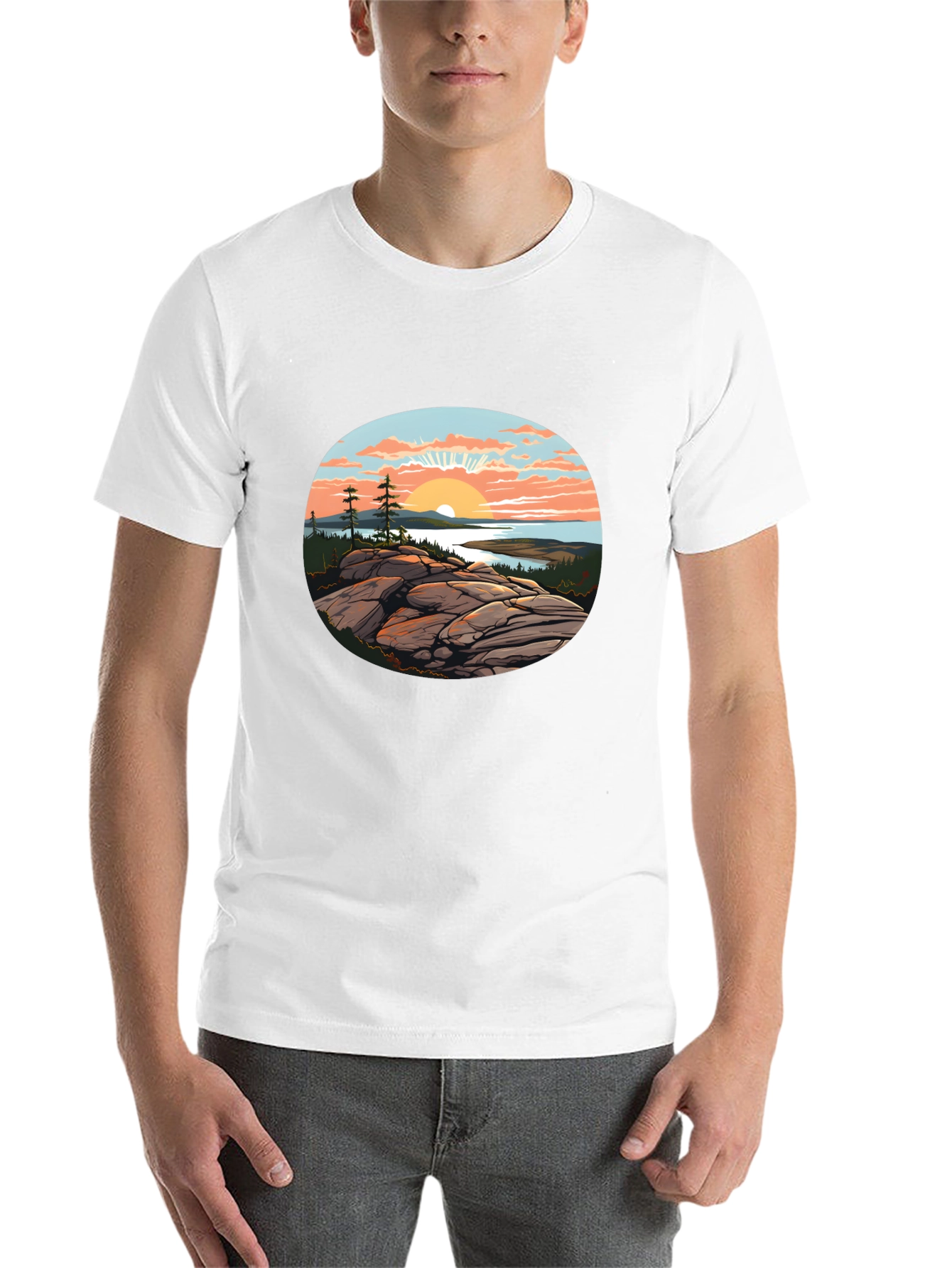 Black Scenic Sunrise T-Shirt view 14