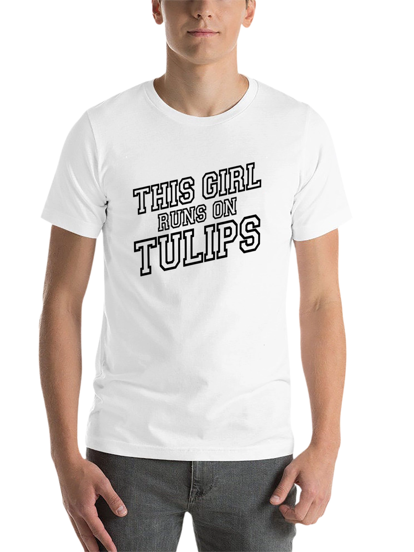 Black This Girl Runs On Tulips T-Shirt - Casual Graphic Tee view 14