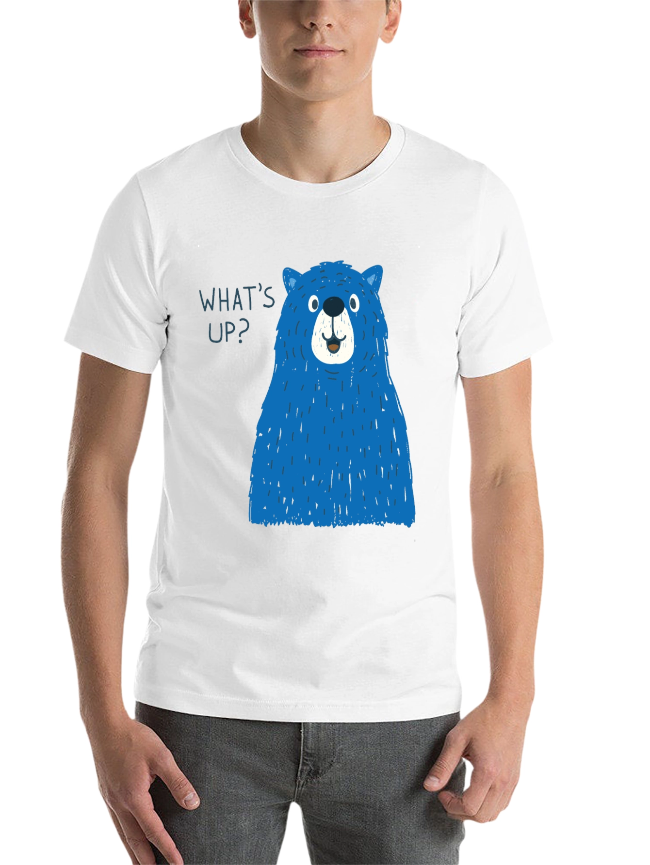 Black Blue Bear Graphic T-Shirt - Men's Casual Tee view 14