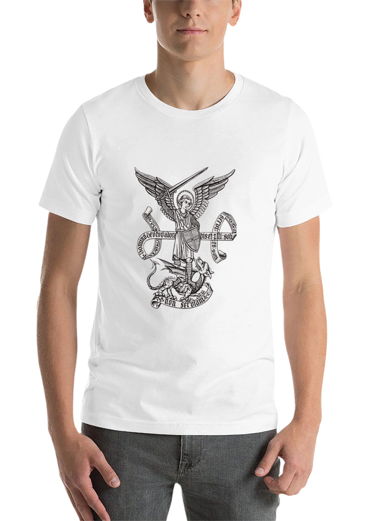Black Archangel Michael Graphic T-Shirt view 14