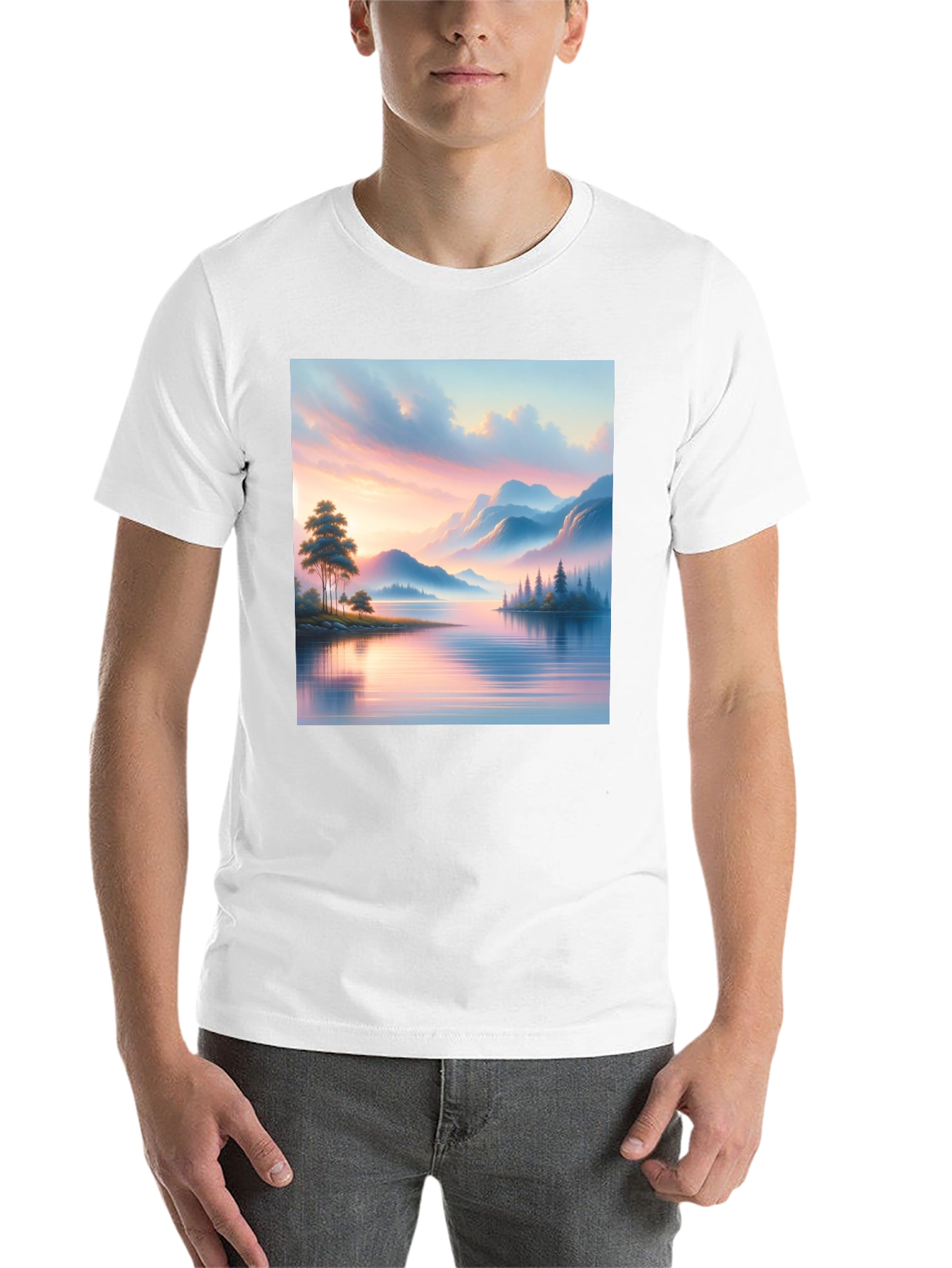 Black Scenic Lake View Graphic Tee - Black view 14
