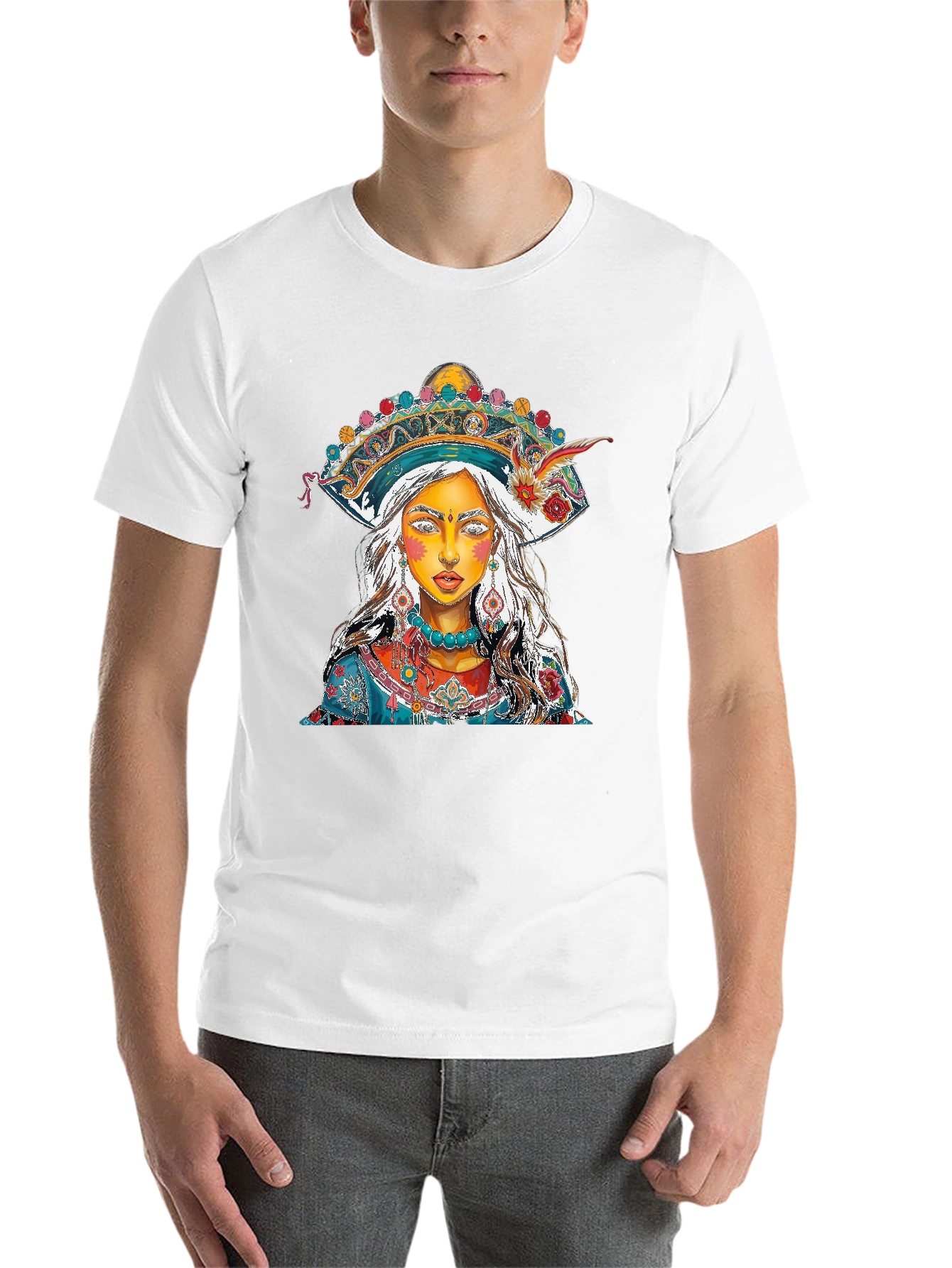 Black Artistic Woman Portrait Graphic Print Men's T-Shirt view 14