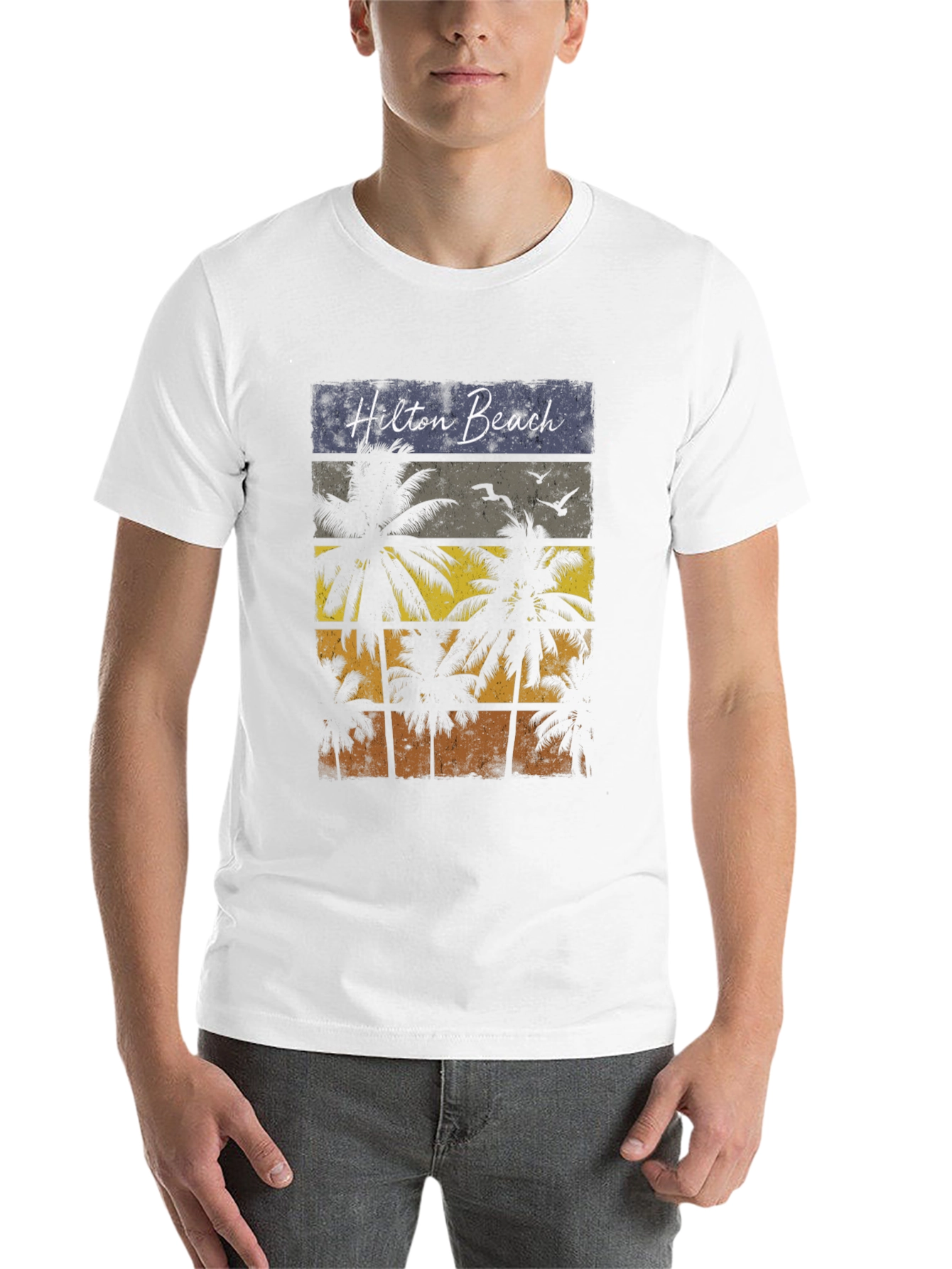 Black Hilton Beach Palm Tree T-Shirt view 14