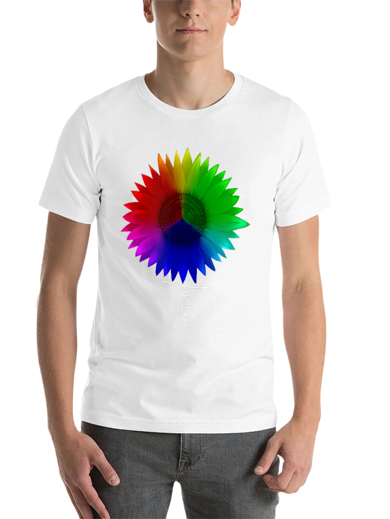 Black Rainbow Sunflower Peace Sign T-Shirt - Unisex view 14