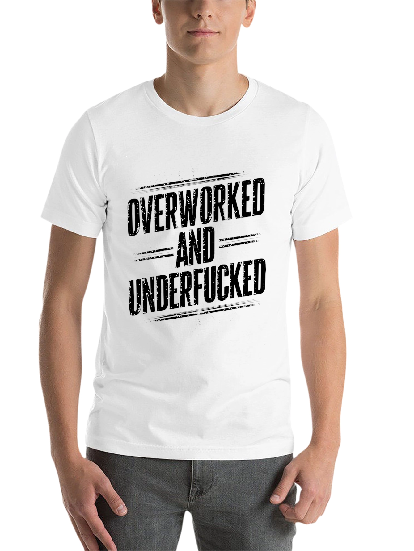 Black Overworked and Underfucked Graphic T-Shirt view 14