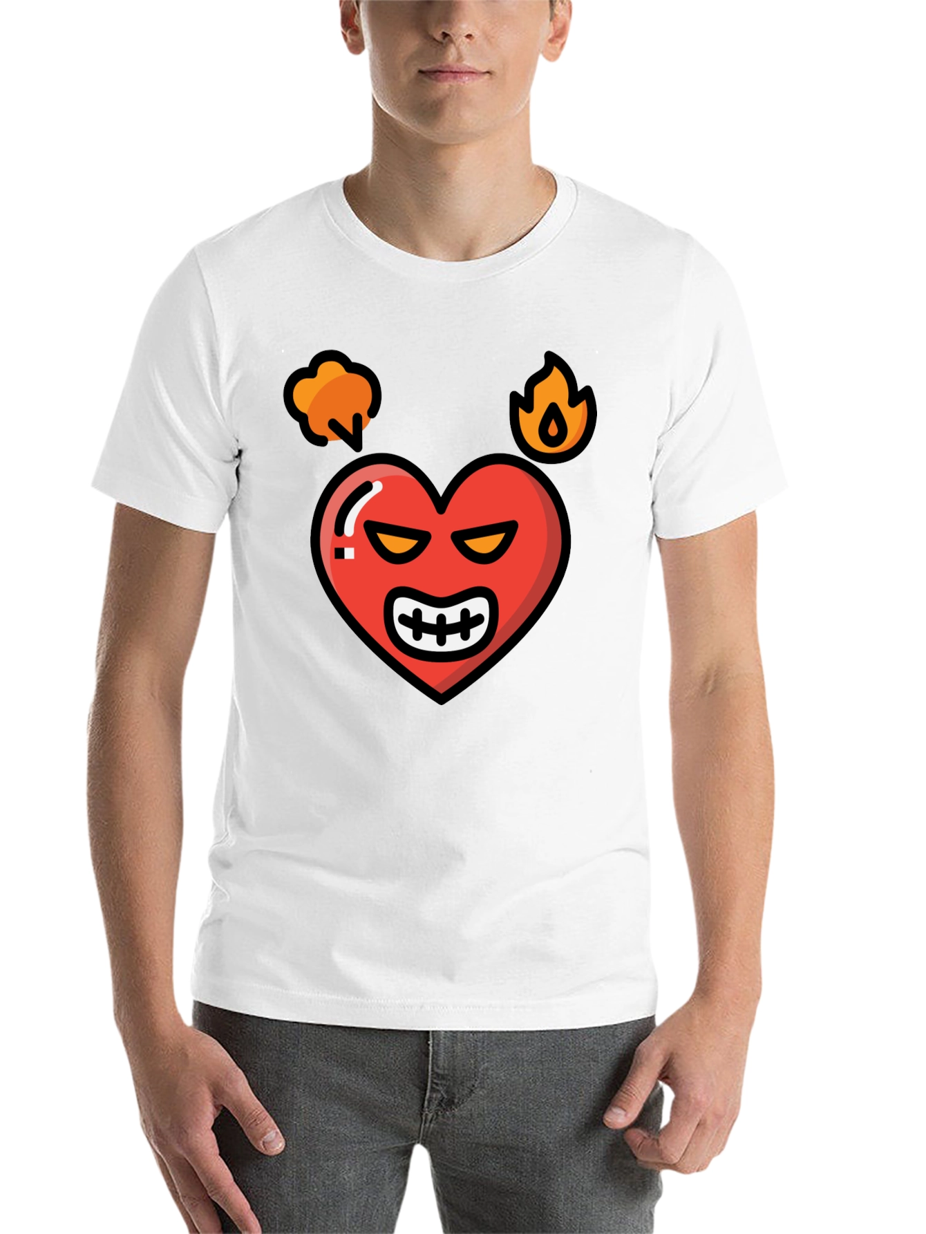 Black Angry Heart Graphic Tee - Black Cotton Blend Shirt view 14