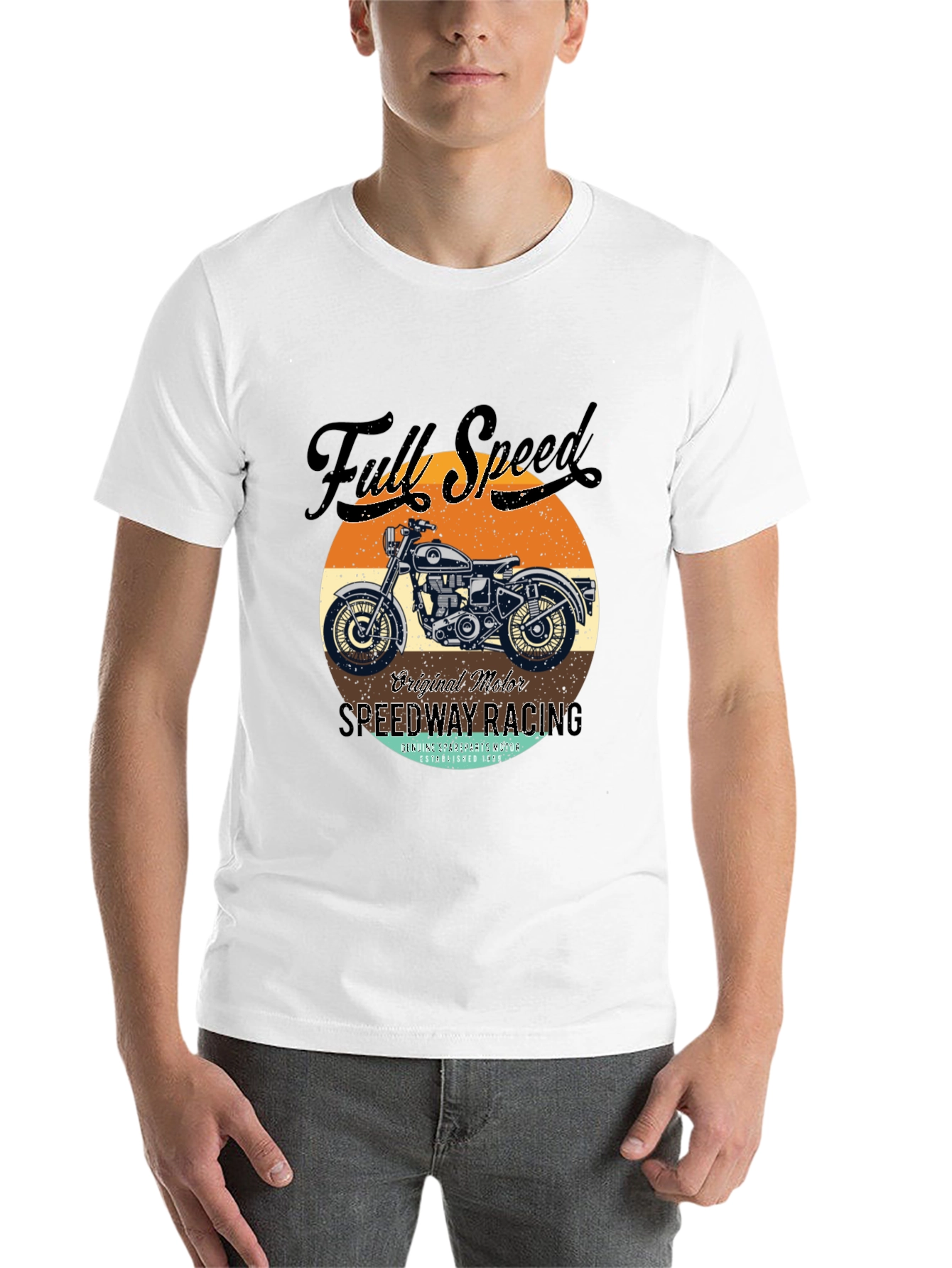 Black Full Speed Vintage Motorcycle Graphic Tee view 14