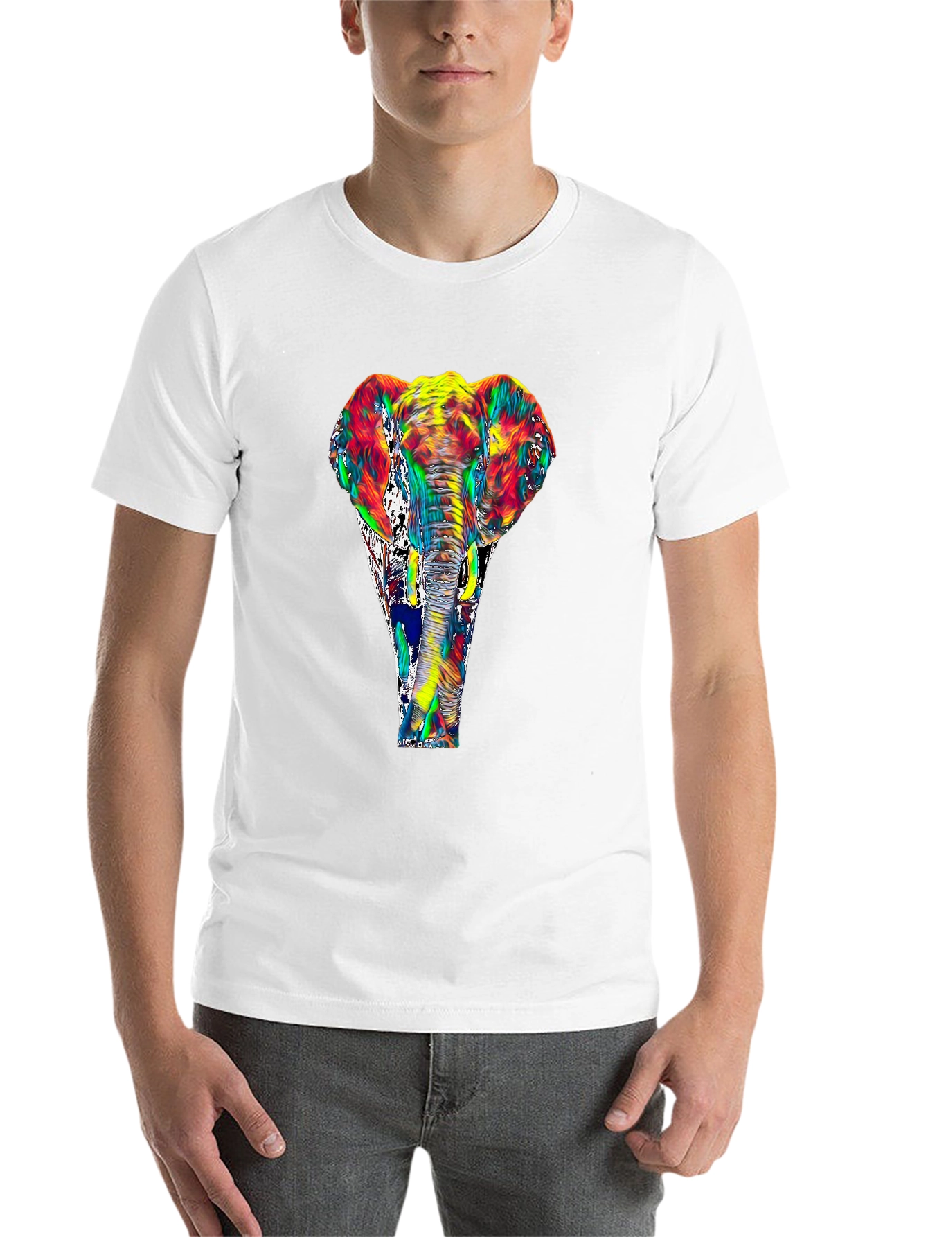 Black Vivid Elephant Graphic T-Shirt - Black view 14