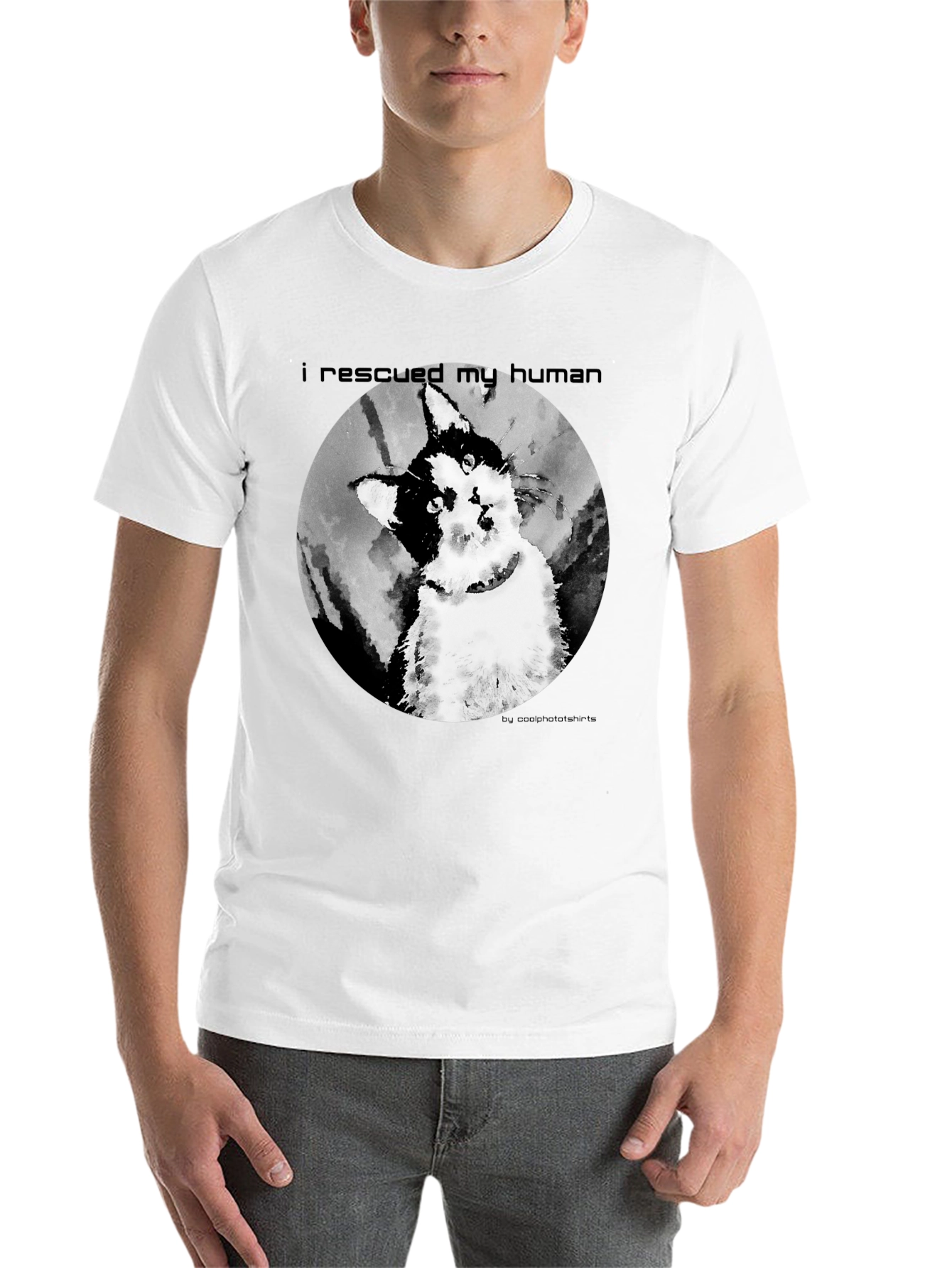 Black Rescued My Human Graphic T-Shirt view 14