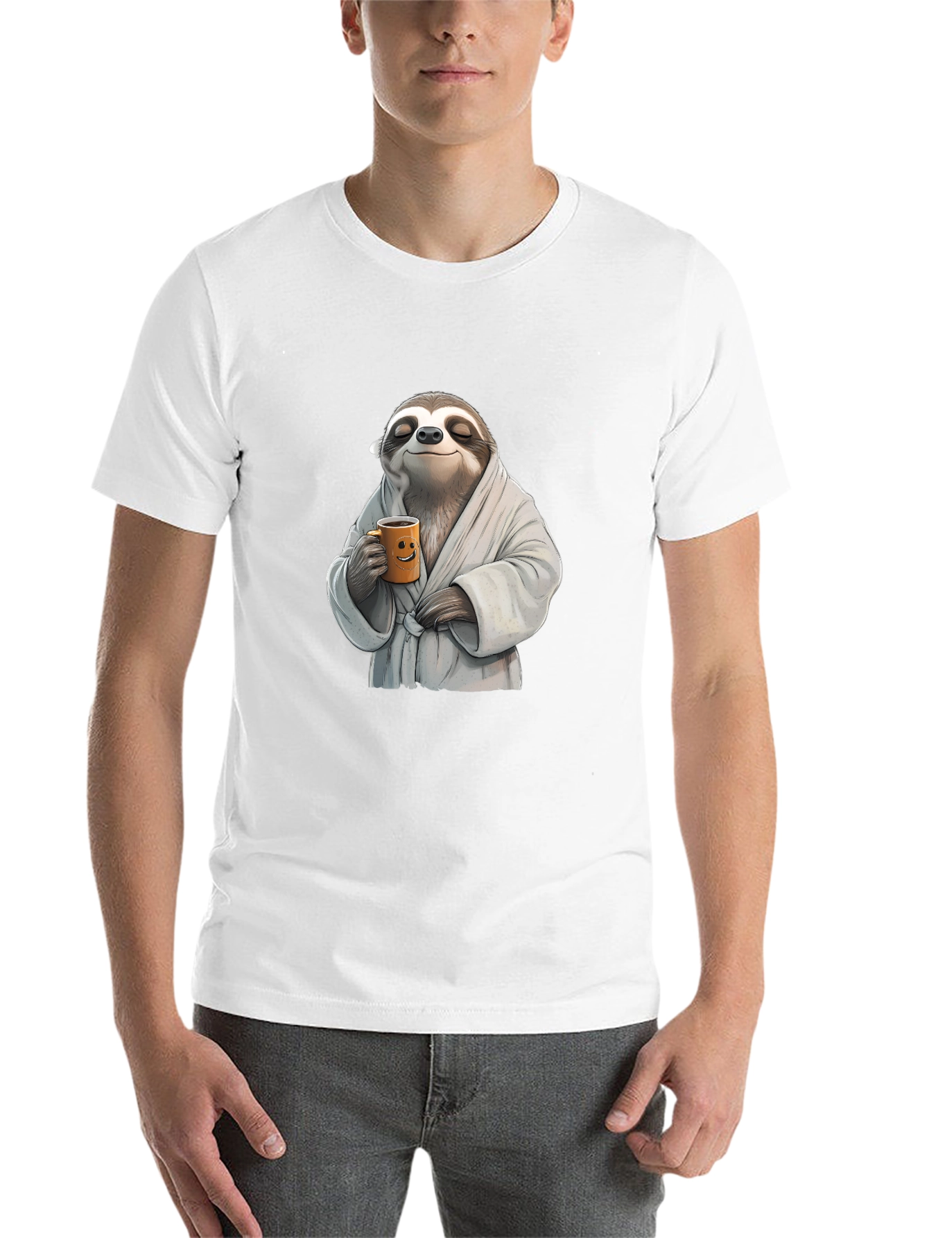 Black Relaxed Sloth Black T-Shirt - Coffee Time! view 14