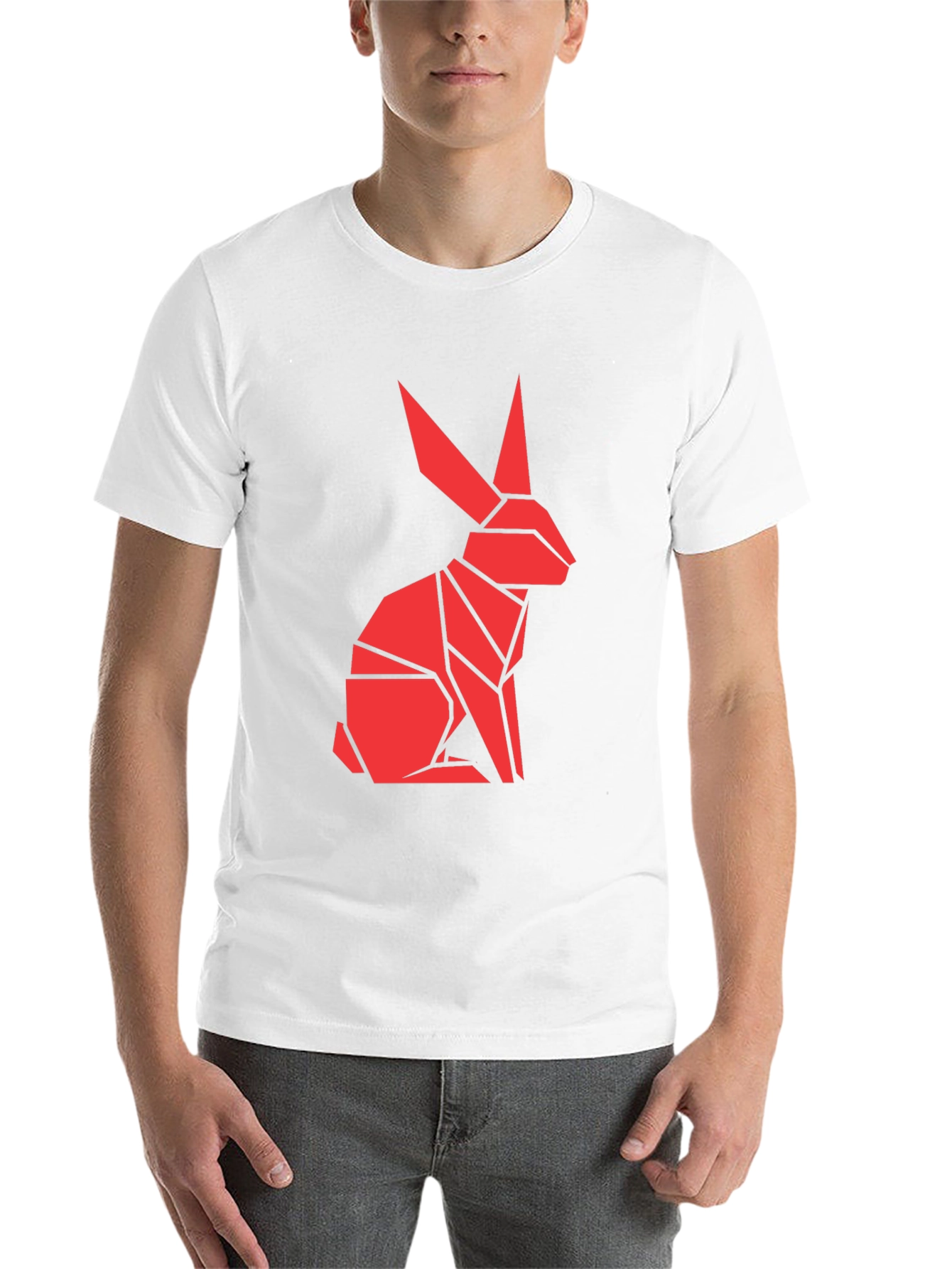 Black Origami Rabbit Graphic T-Shirt - Unique Design view 14
