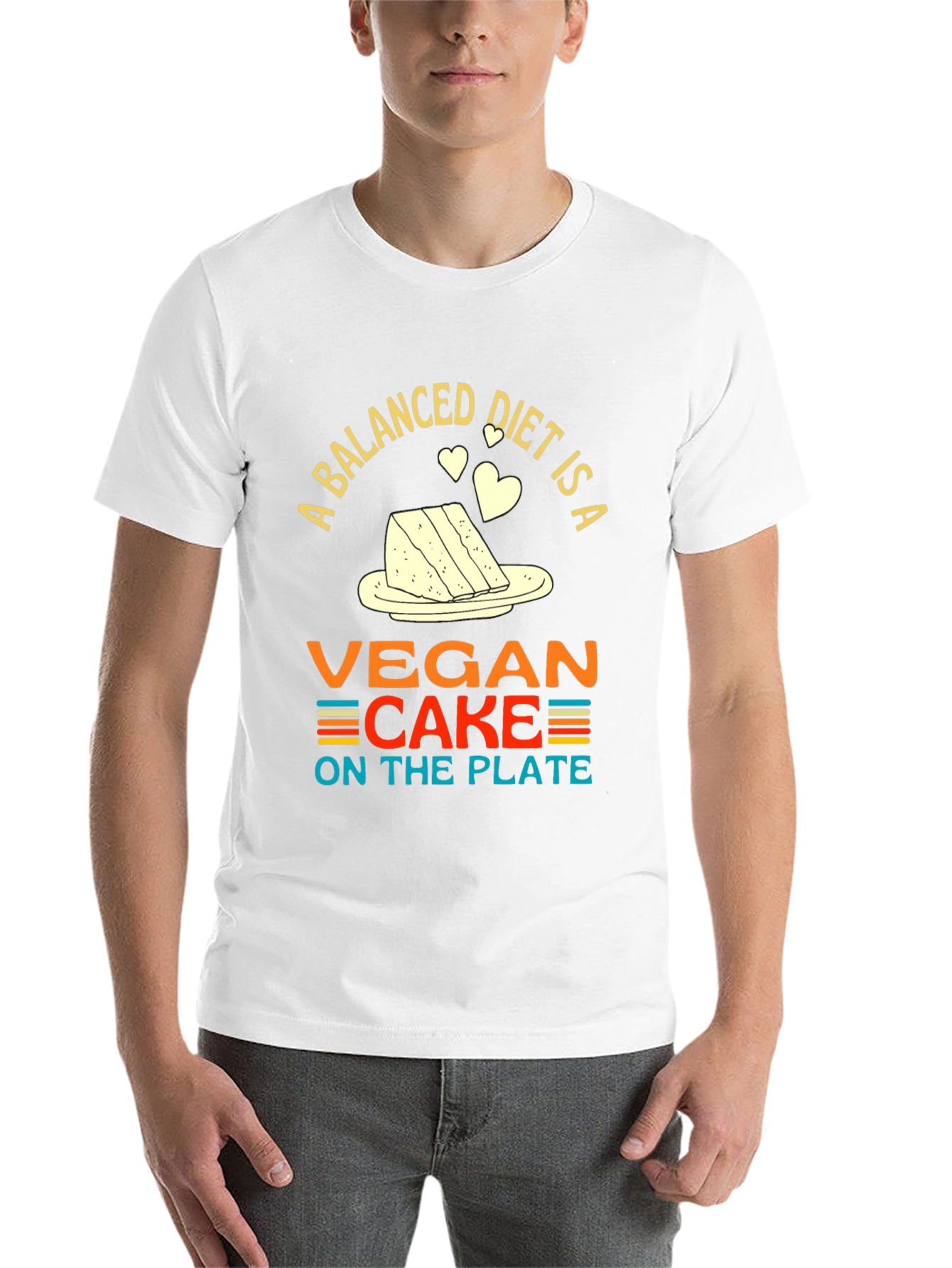 Black Vegan Cake Diet T-Shirt - Funny Vegan Gift view 14