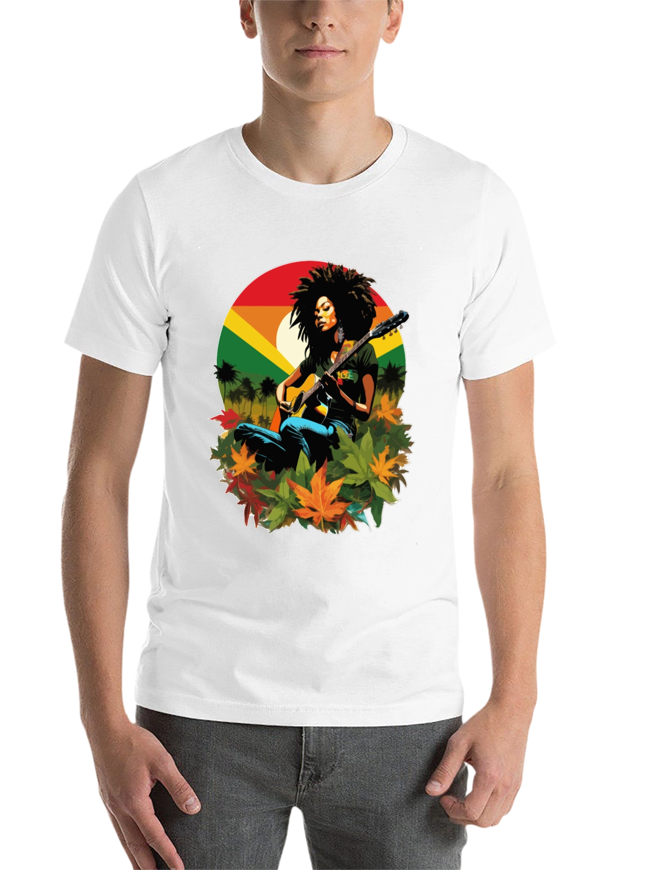 Black Rasta Woman Guitar Graphic Tee view 14