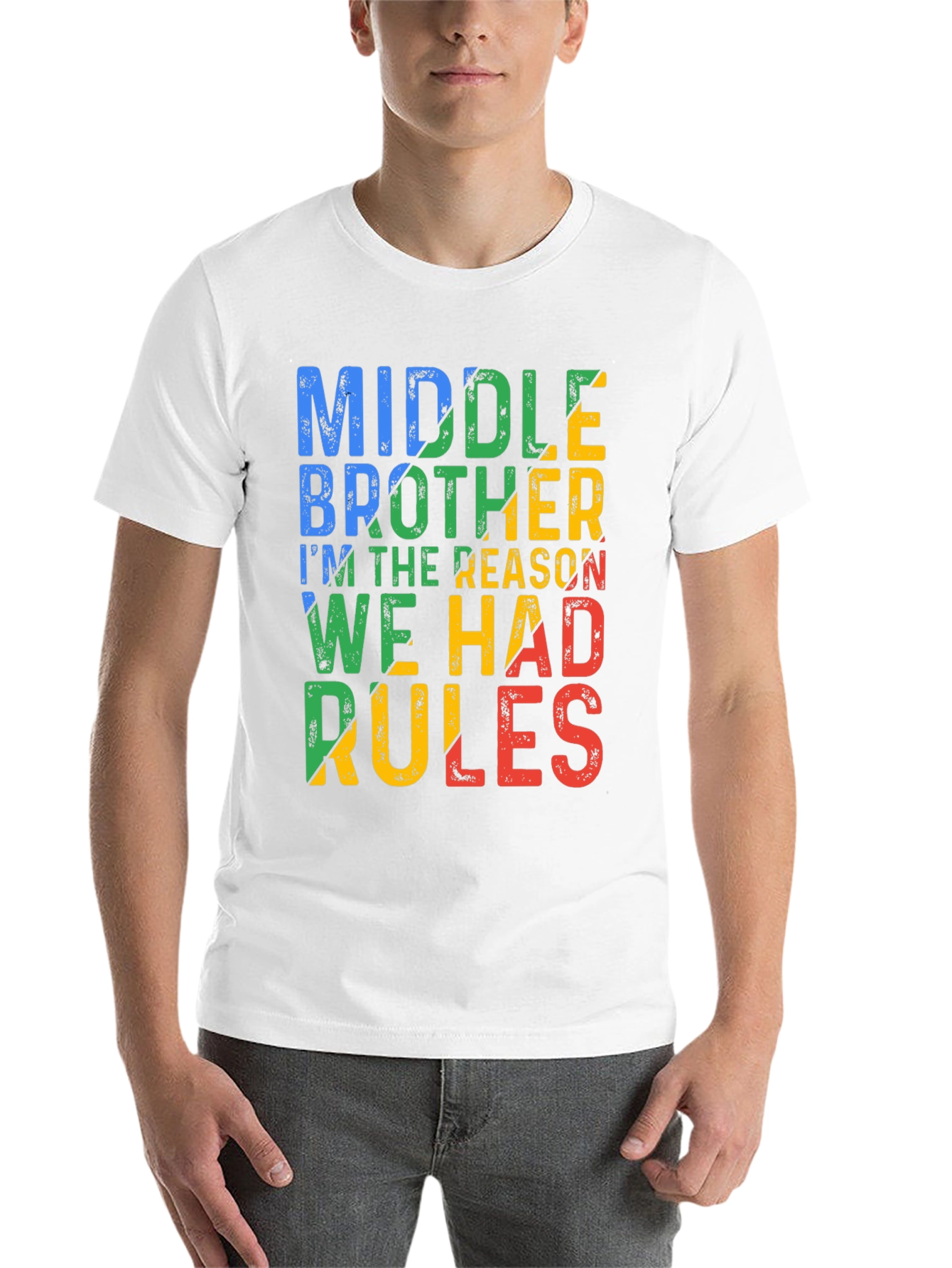 Black Middle Brother T-Shirt: I'm The Reason We Had Rules view 14