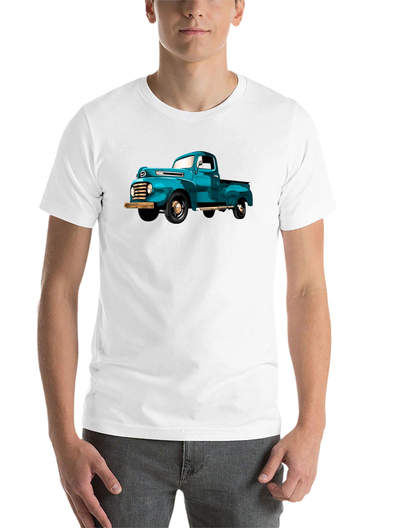 Black Vintage Truck Graphic Tee - Classic Car Lover's Shirt view 14