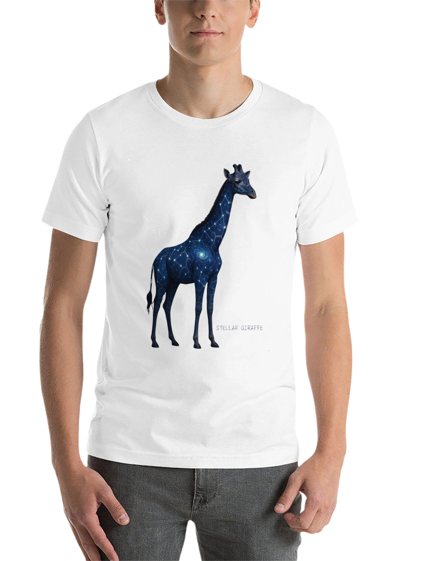 Black Galaxy Giraffe Graphic T-Shirt view 14