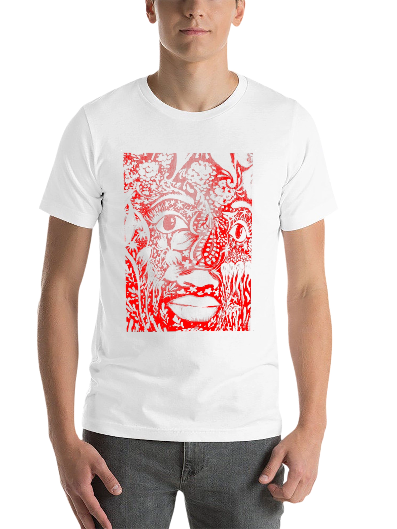 Black Abstract Red Print Black T-Shirt view 14