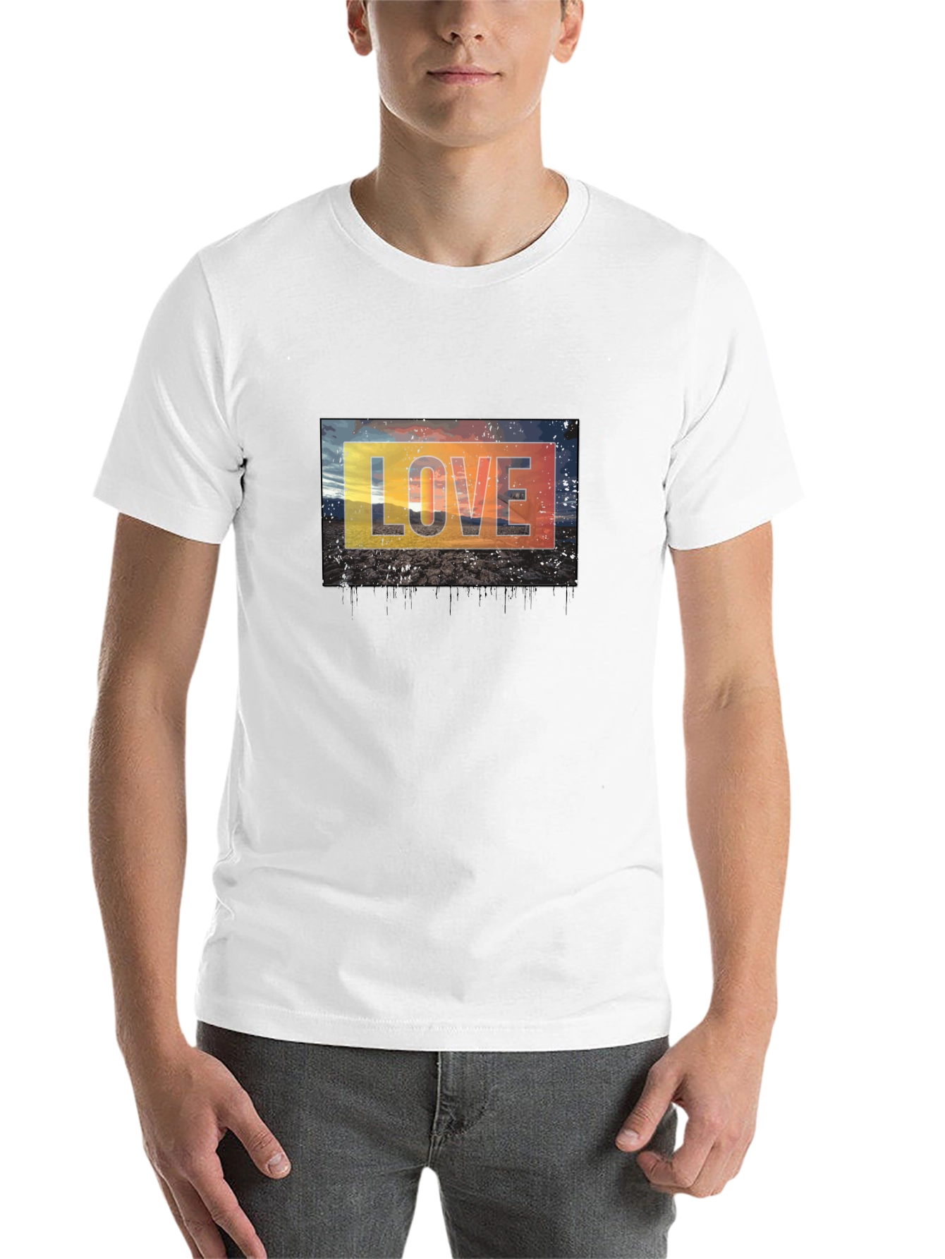 Black Love Graphic Tee - Black Cotton Blend Casual T-Shirt view 14