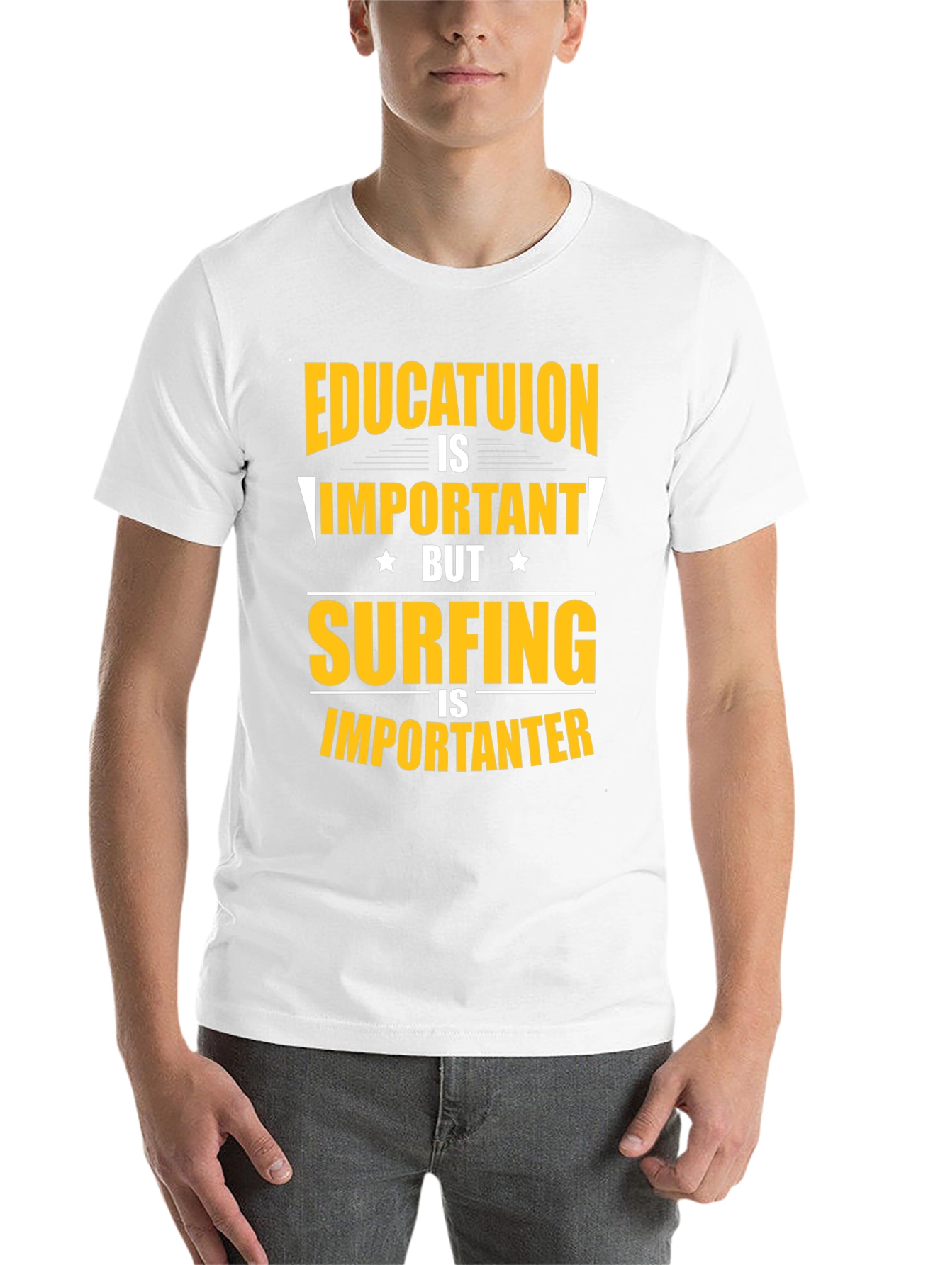 Black Funny Surfing Education T-Shirt view 14