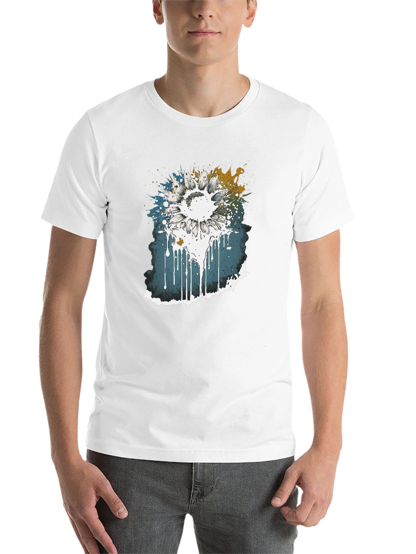 Black Sunflower Splash Graphic Tee view 14