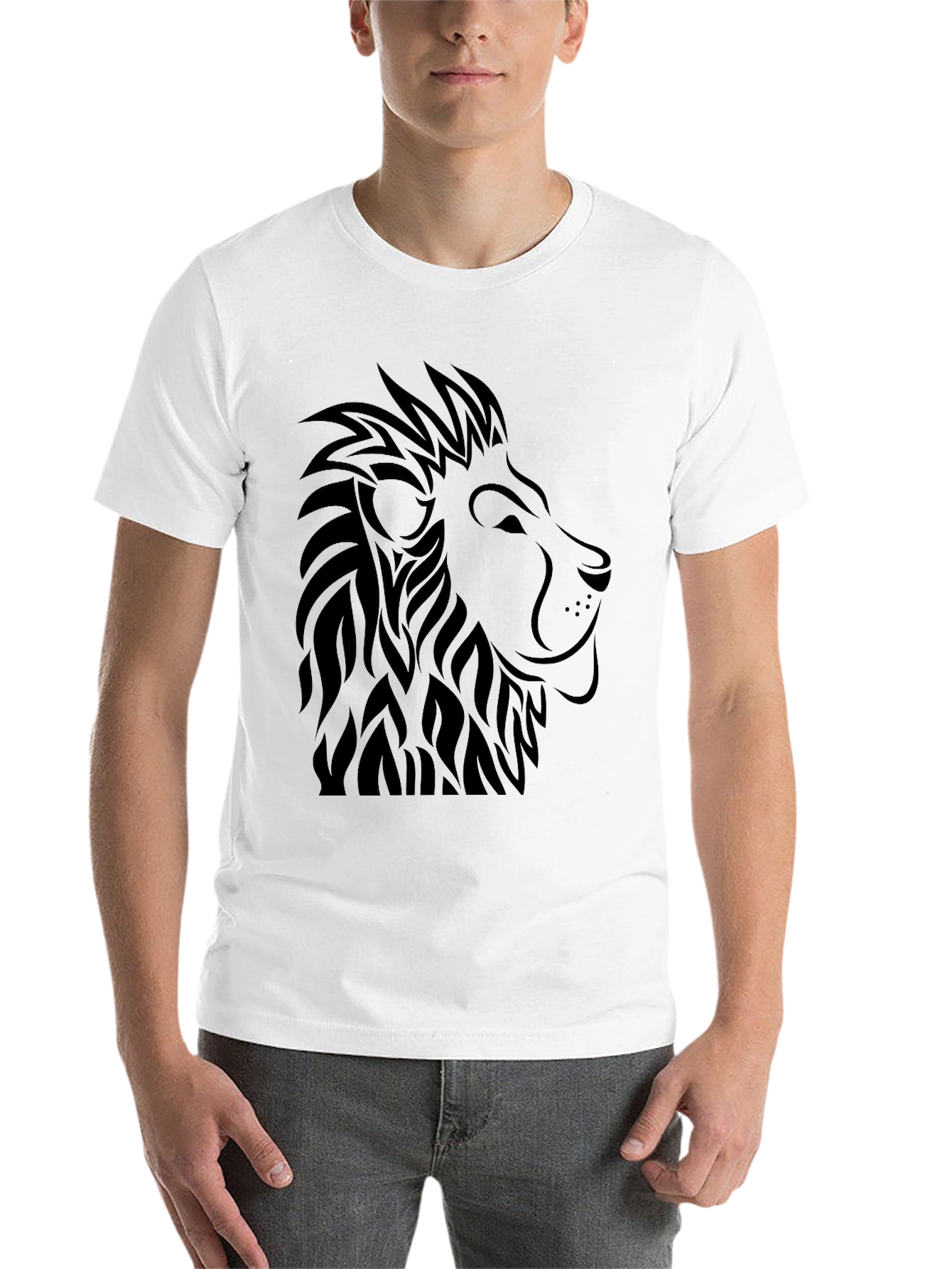Black Black Lion Graphic Tee - Men's Stylish Crew Neck T-Shirt view 14