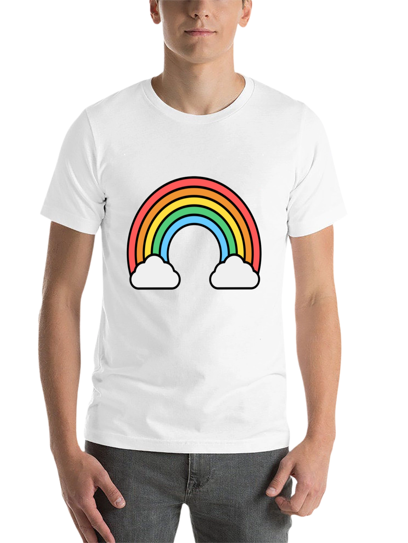 Black Rainbow Cloud Graphic Tee - Black Unisex T-Shirt view 14