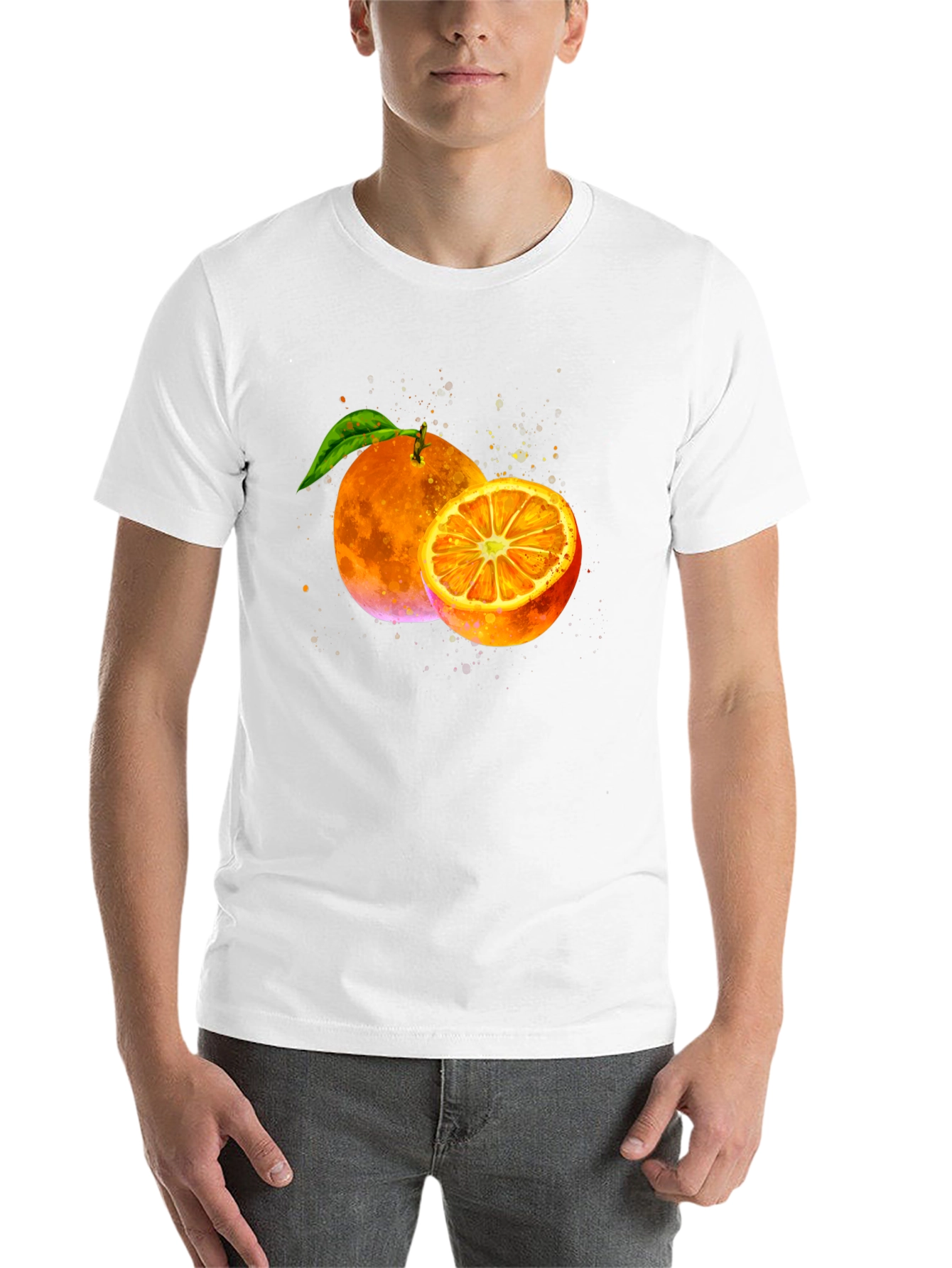 Black Orange Graphic Print Black T-Shirt view 14