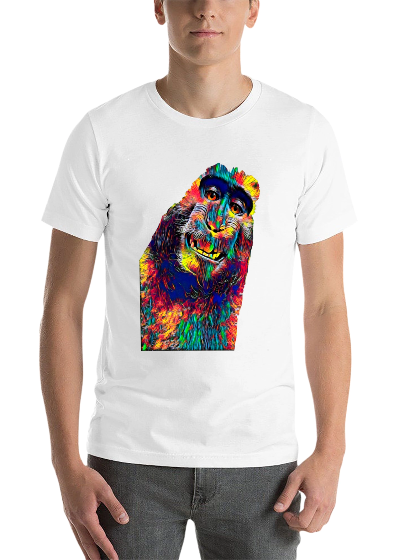 Black Vibrant Monkey Graphic T-Shirt - Unique Colorful Design view 14