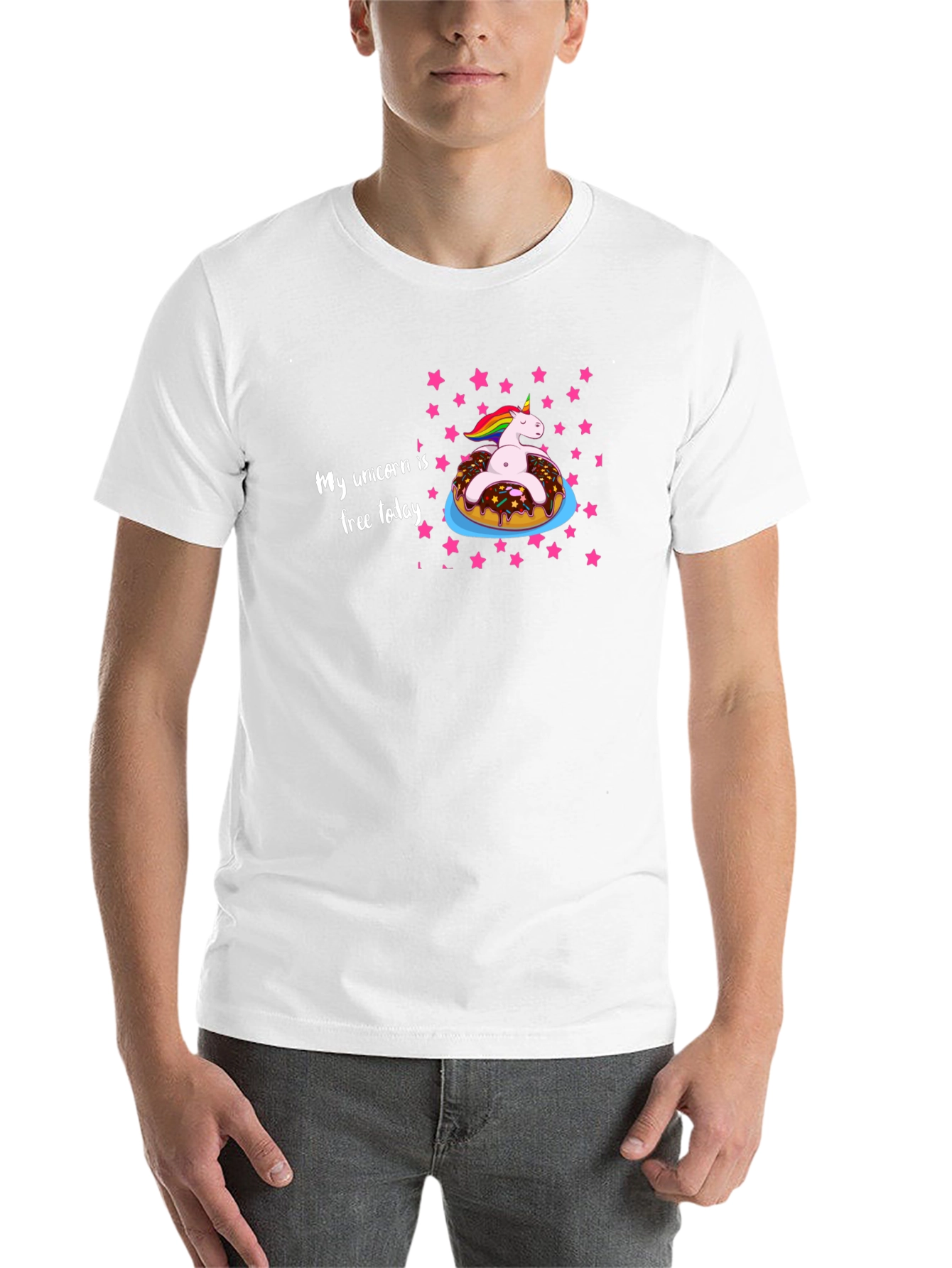 Black Unicorn Donut T-Shirt - My Unicorn is Free Today view 14