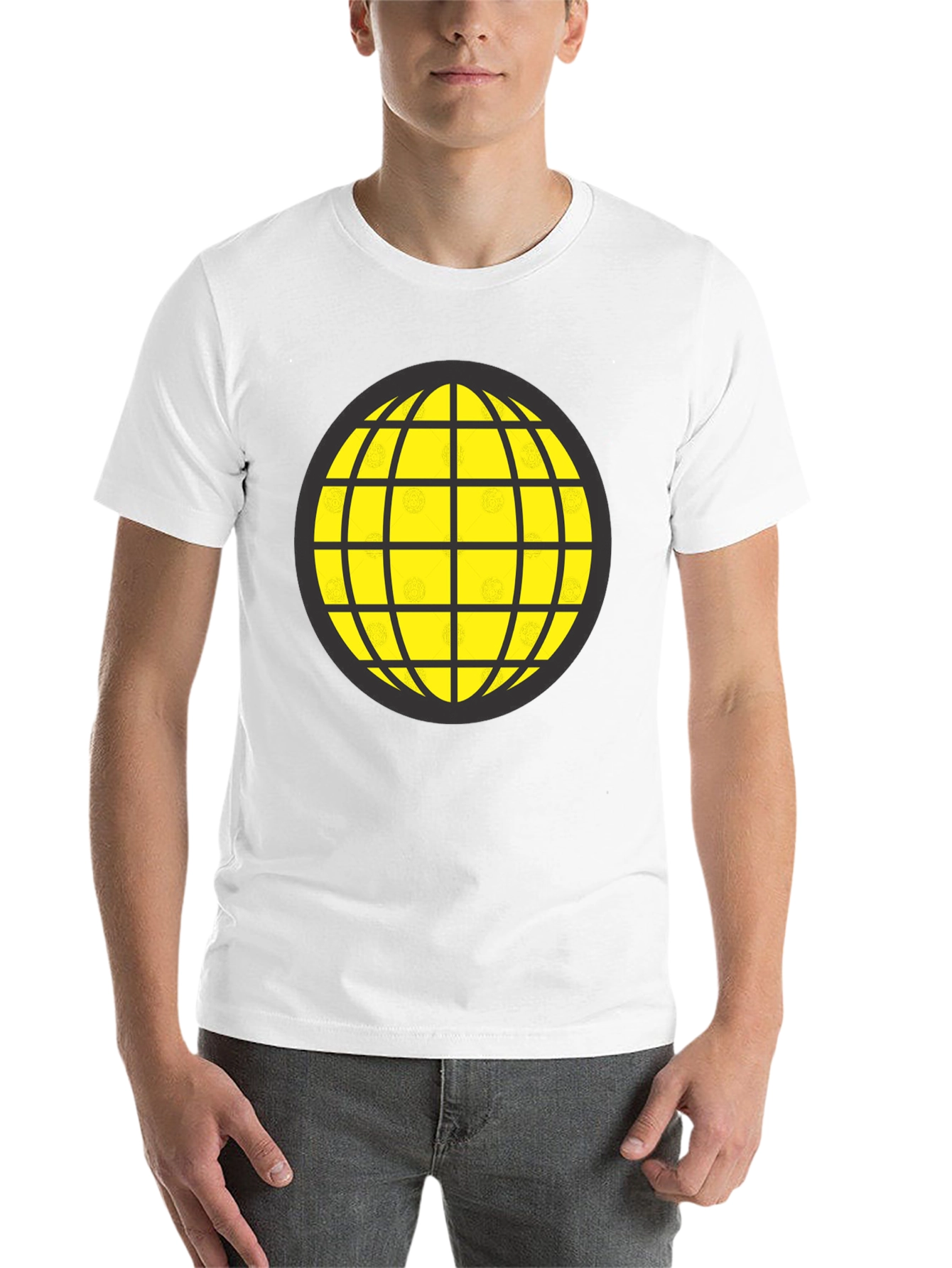 Black Graphic Globe Tee - Black Cotton Blend view 14