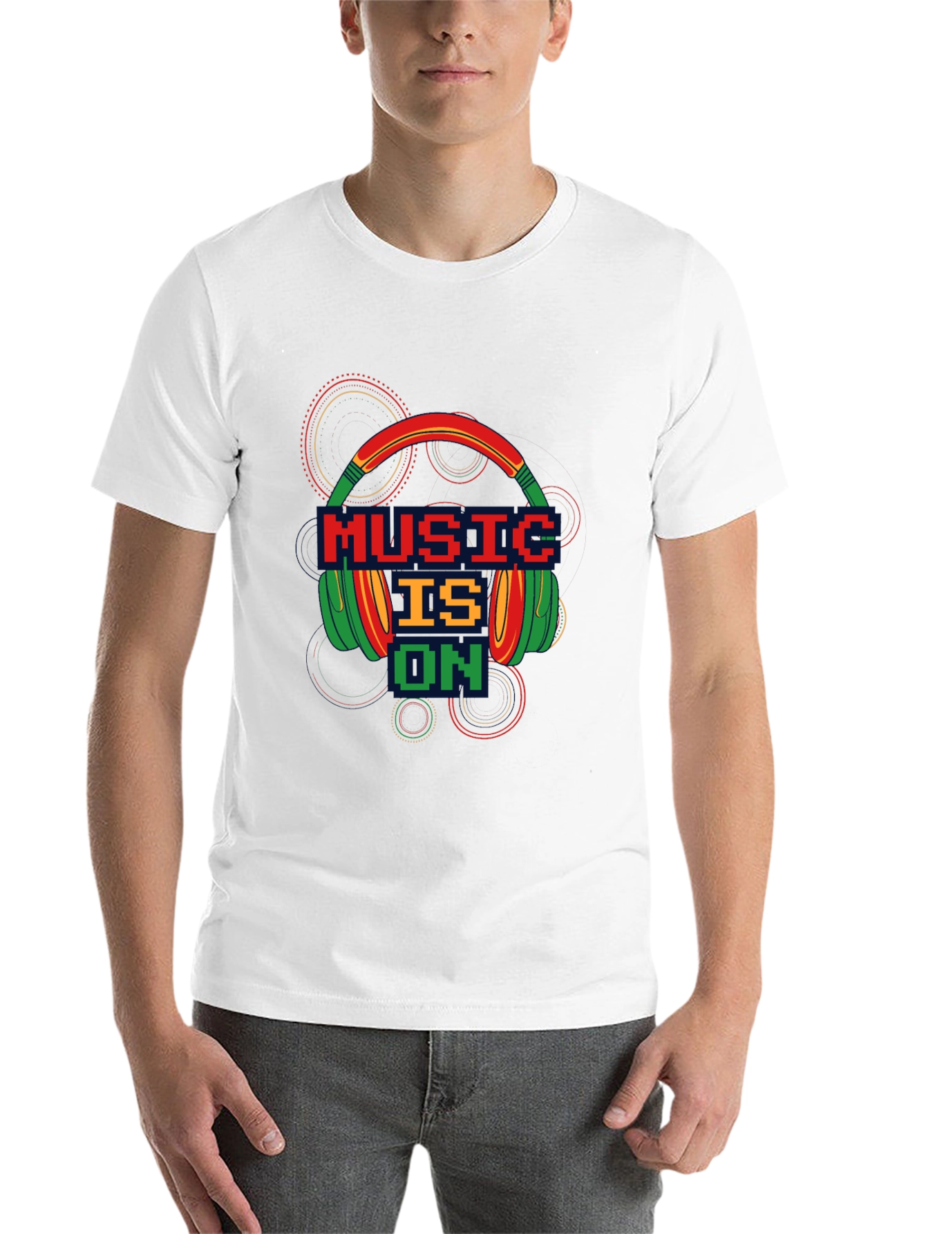 Black Music is On T-Shirt - Pixel Headphones Design view 14