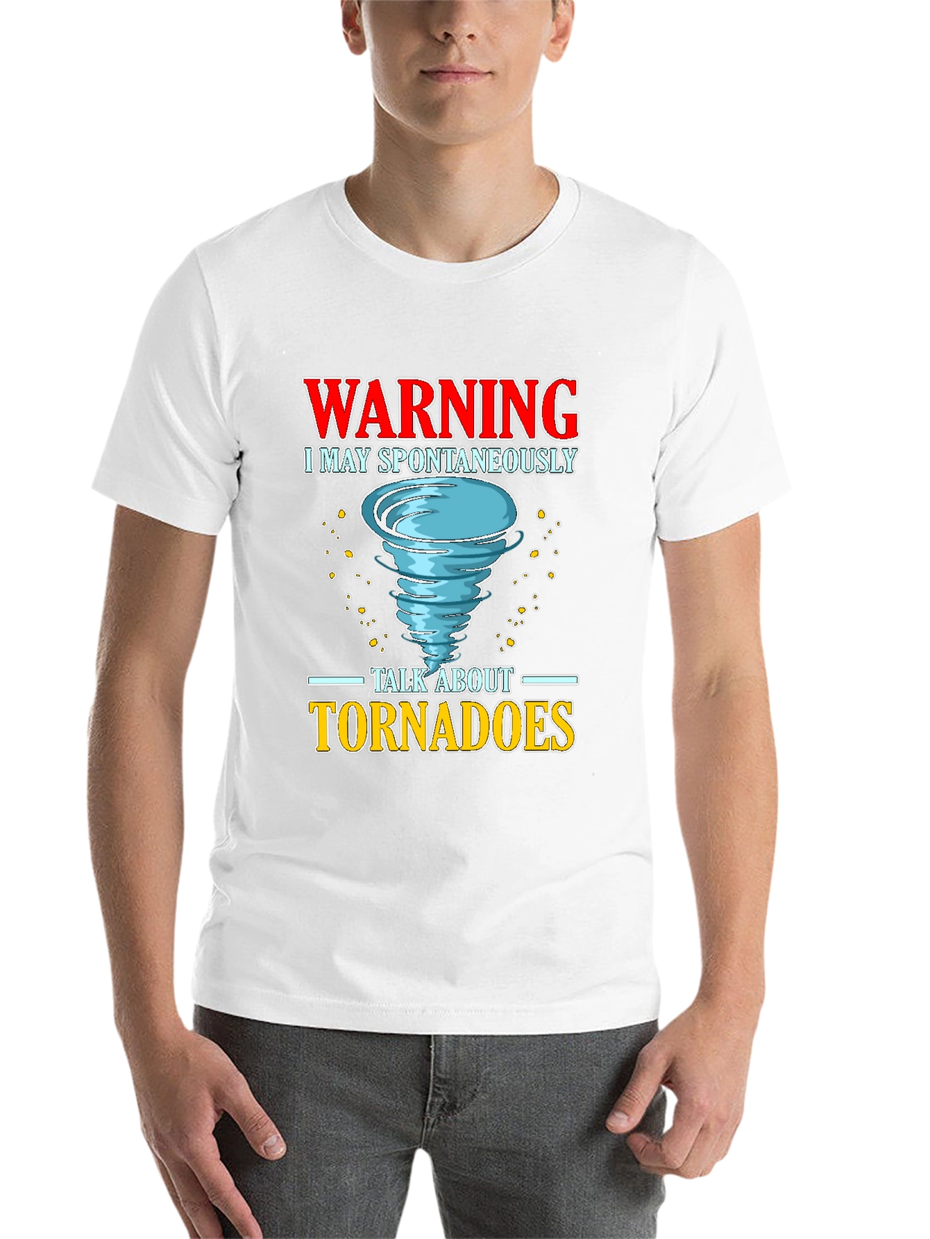 Black Warning Tornado Funny Graphic T-Shirt view 14
