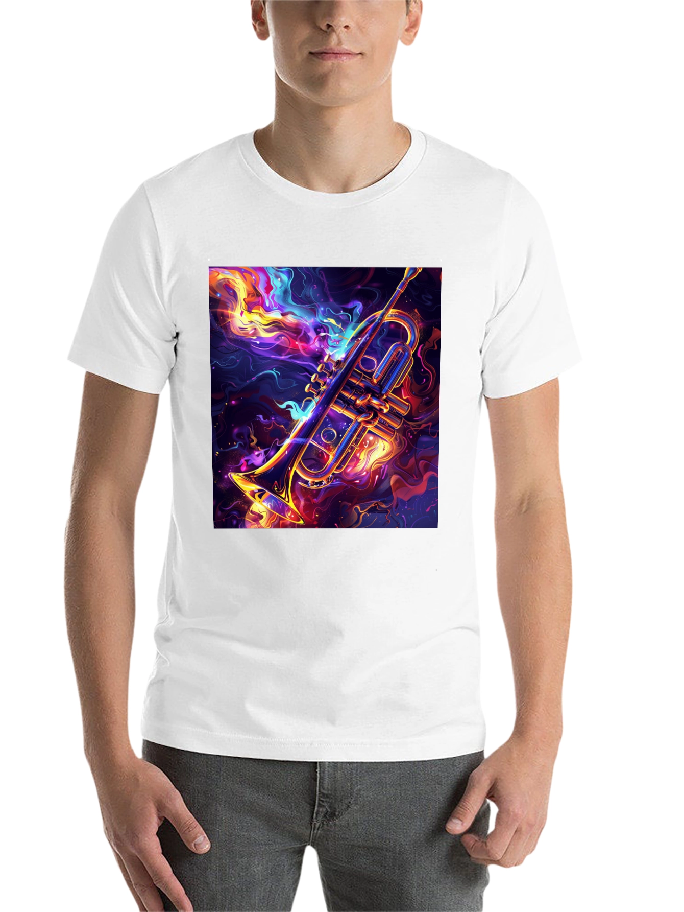 Black Trumpet Graphic Black T-Shirt: Artistic Music Lover Tee view 14