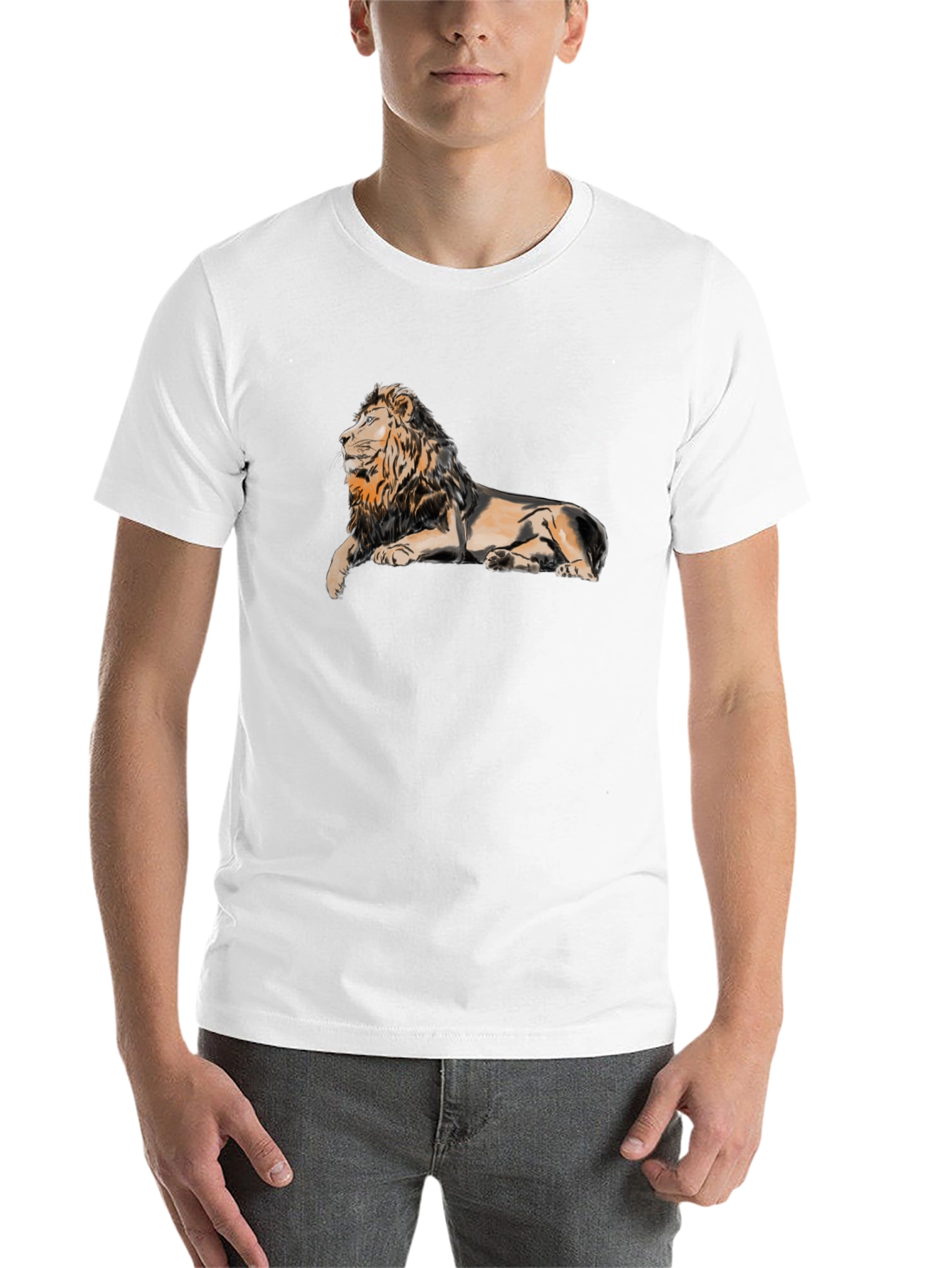 Black Lion Graphic Print T-Shirt - Black view 14