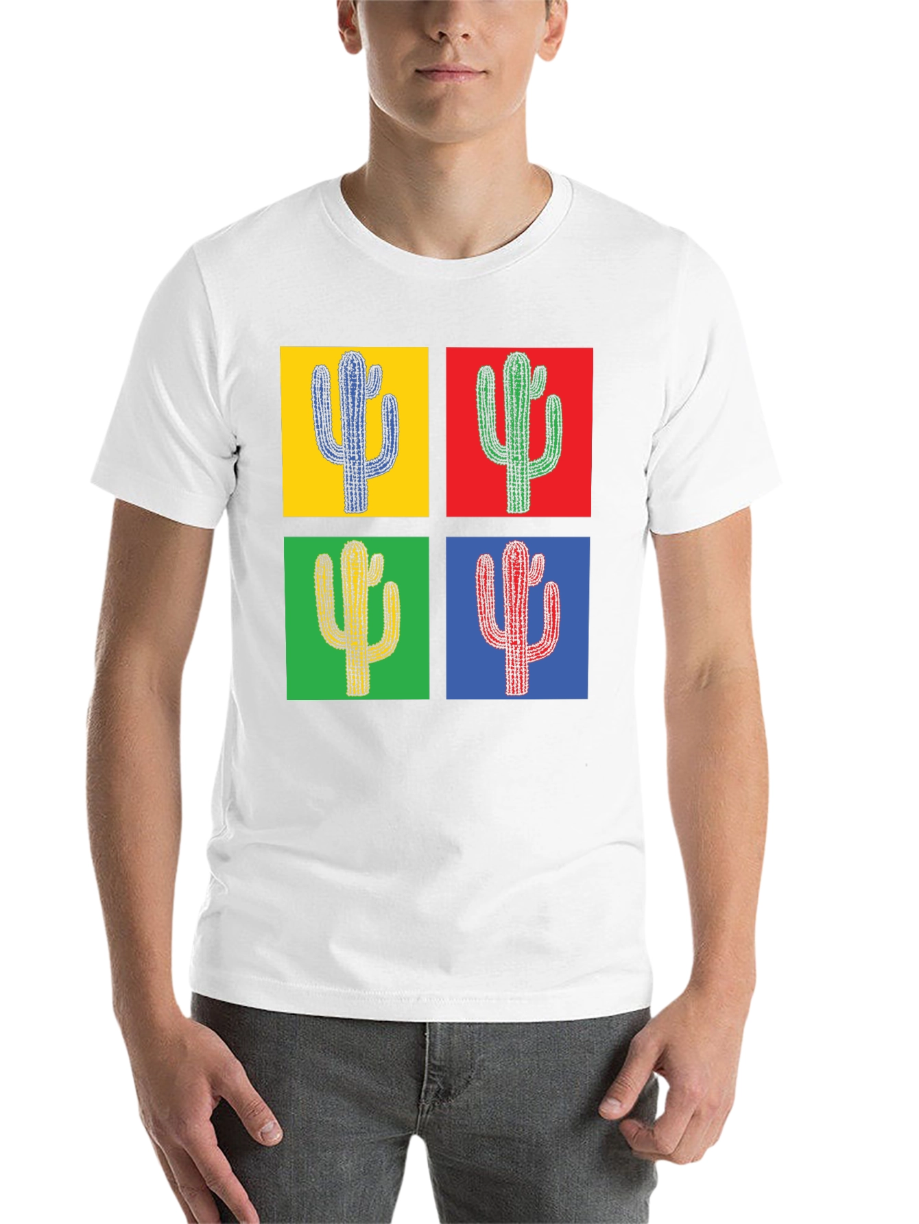 Black Pop Art Cactus Tee - Stylish Graphic T-Shirt view 14
